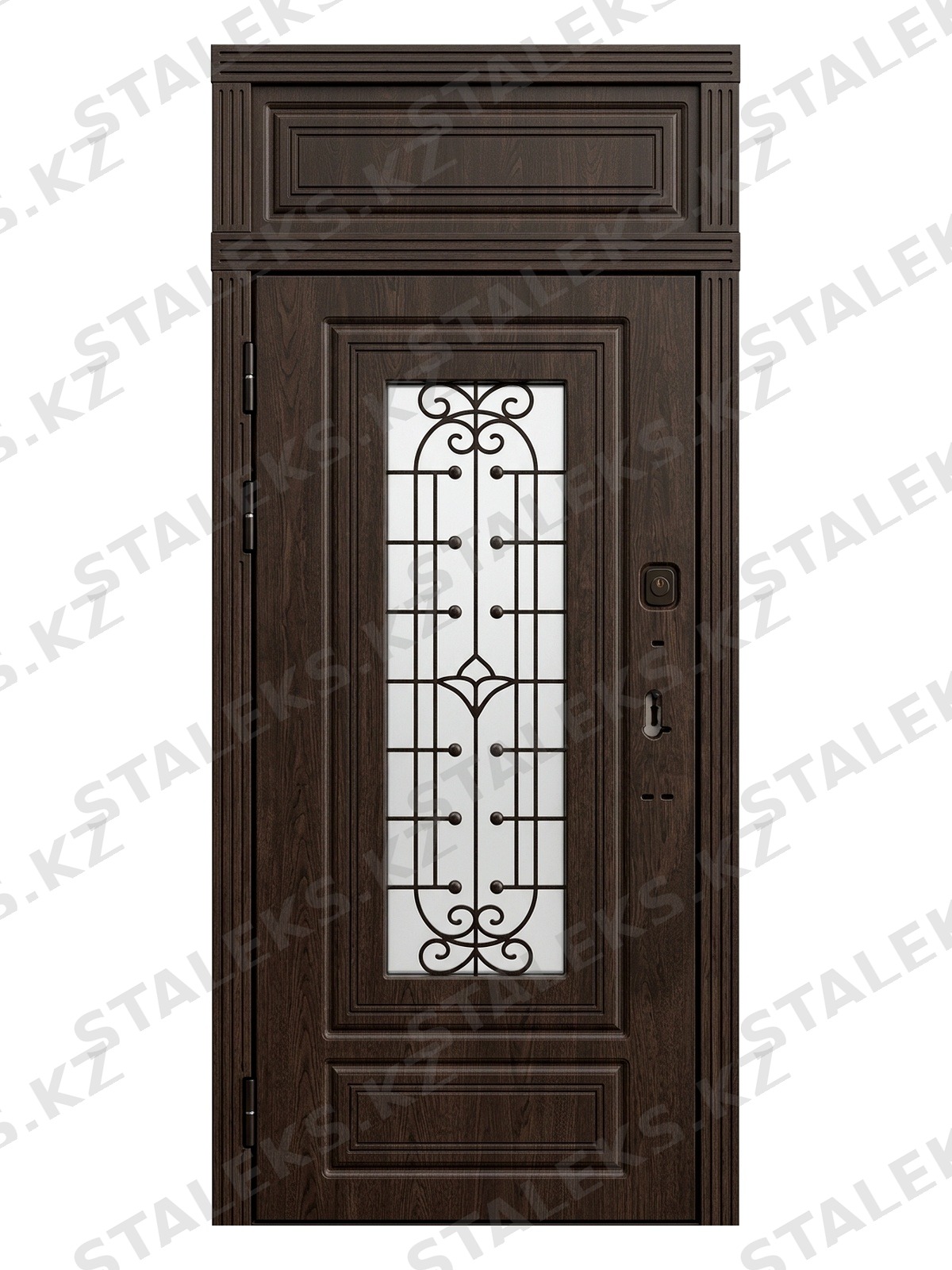 Палермо — одностворчатая входная дверь с остеклением — каталожное фото STALEKS, коричневый МДФ