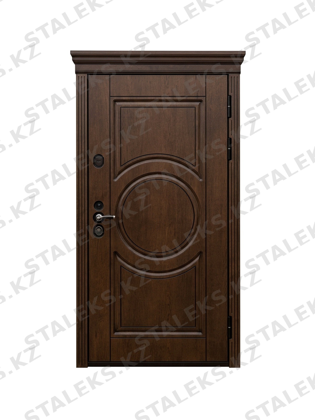 Палермо — одностворчатая входная дверь с фрамугой — каталожное фото STALEKS, коричневый МДФ