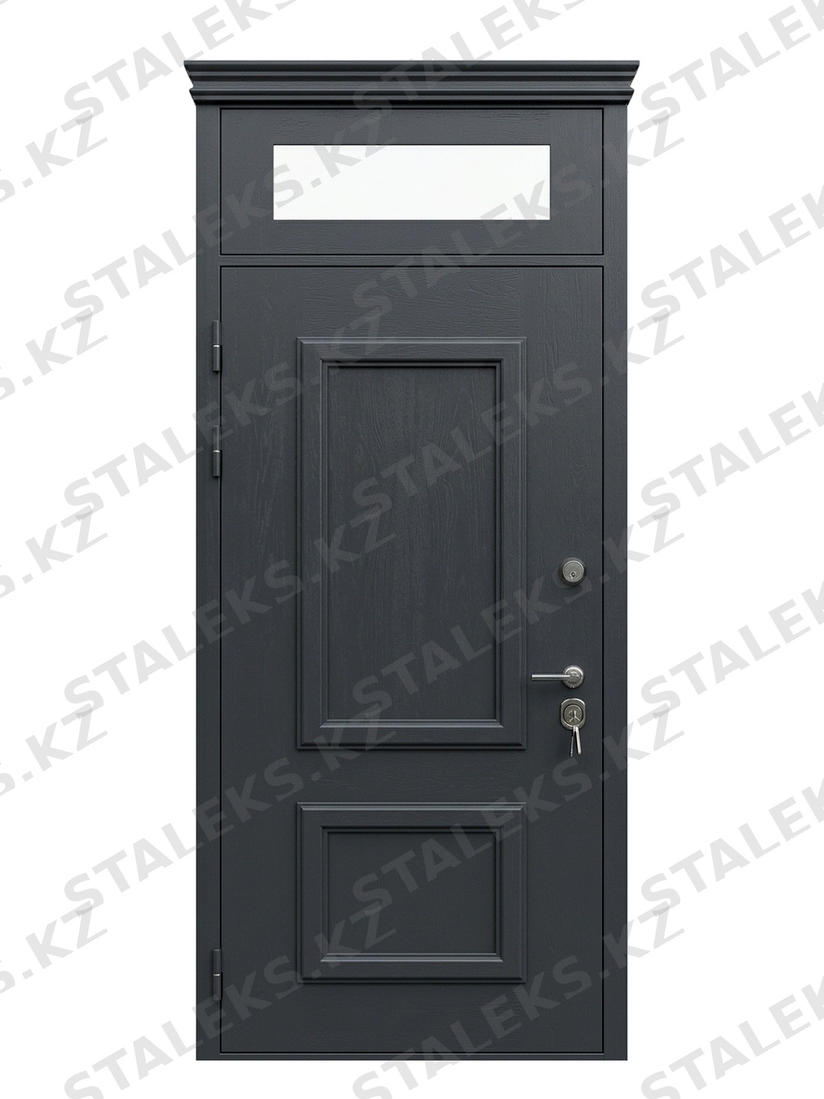 Модена — одностворчатая дверь с фрамугой — каталожное фото STALEKS, тёмно-серый комбинированная
