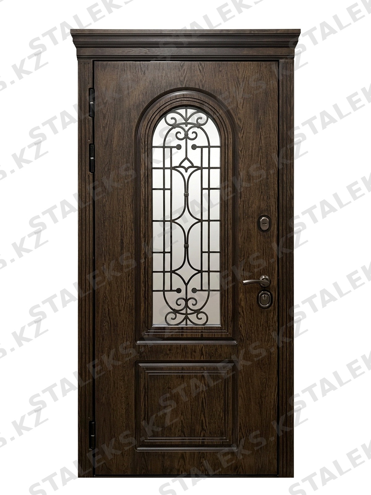 Палермо — одностворчатая входная дверь с остеклением — каталожное фото STALEKS, тёмно-коричневый МДФ