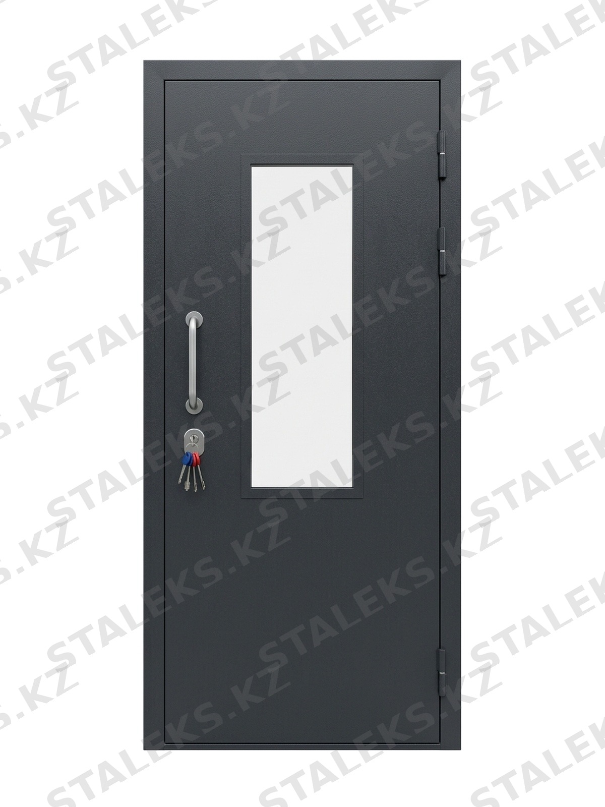 ДСТ — одностворчатая остеклённая дверь тёмно-серого цвета — каталожное фото STALEKS, тёмно-серый металл