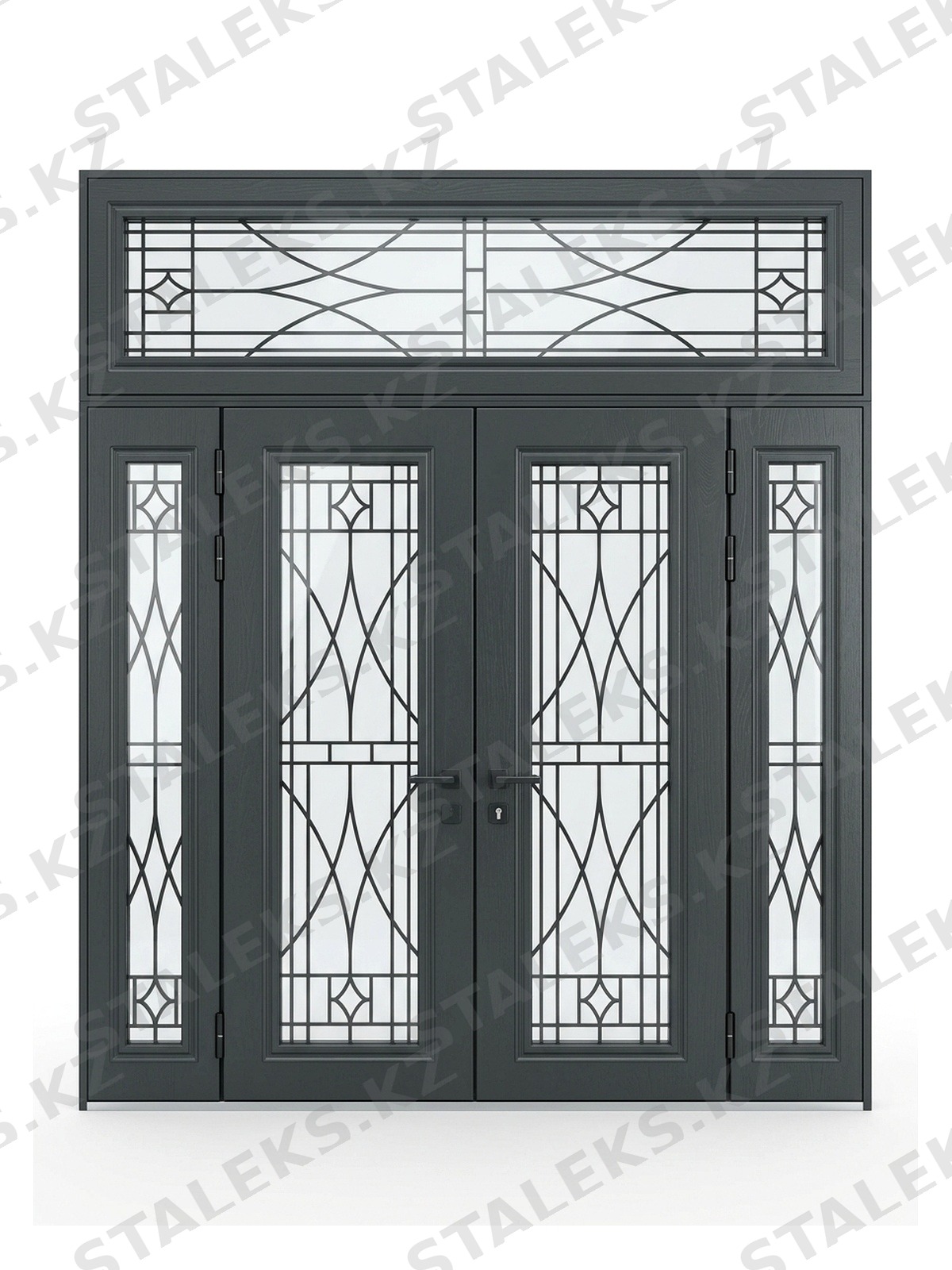 Венеция — четырёхстворчатая дверь с остеклением — каталожное фото STALEKS, серый МДФ