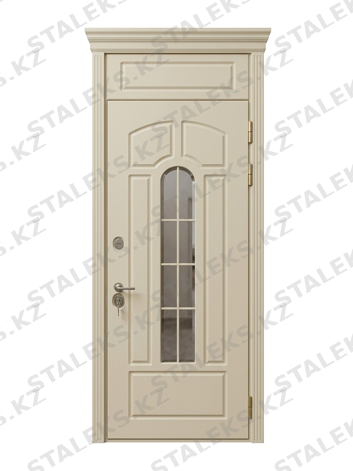 Венеция — одностворчатая светло-бежевую дверь с остеклением — каталожное фото STALEKS, светло-бежевый МДФ