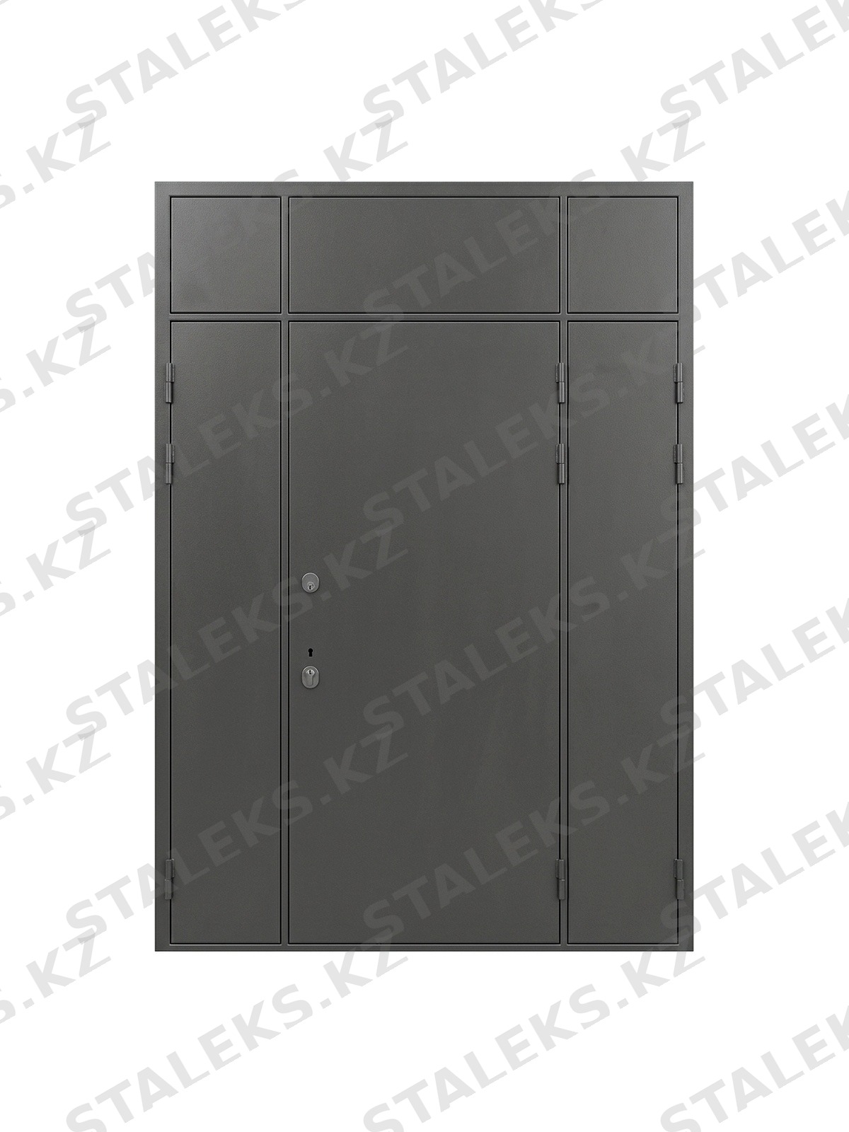 ДСТ — трёхстворчатая глухая входная дверь — каталожное фото STALEKS, серый металл