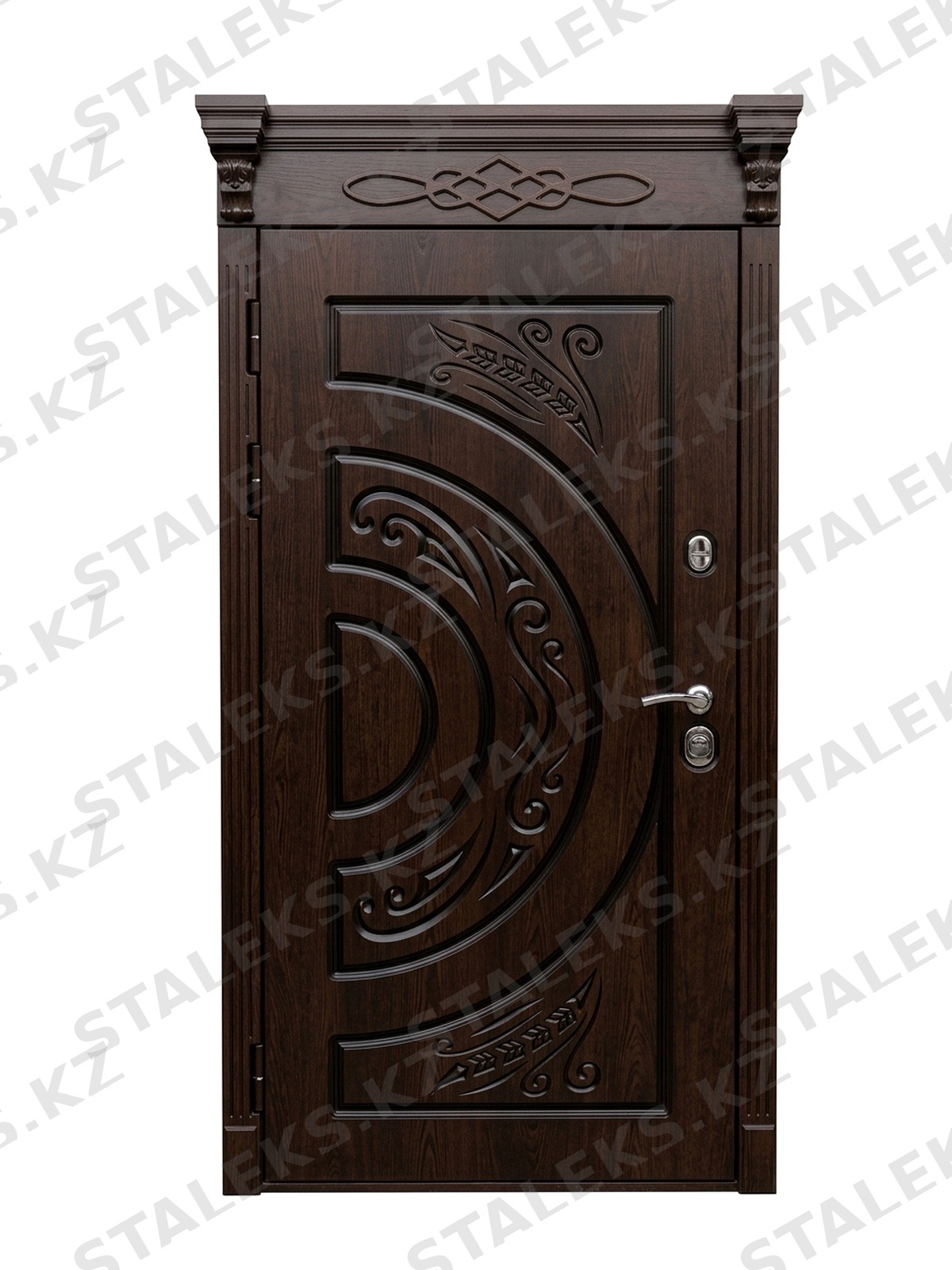 Палермо — одностворчатая глухая дверь с фрамугой — каталожное фото STALEKS, тёмно-коричневый МДФ