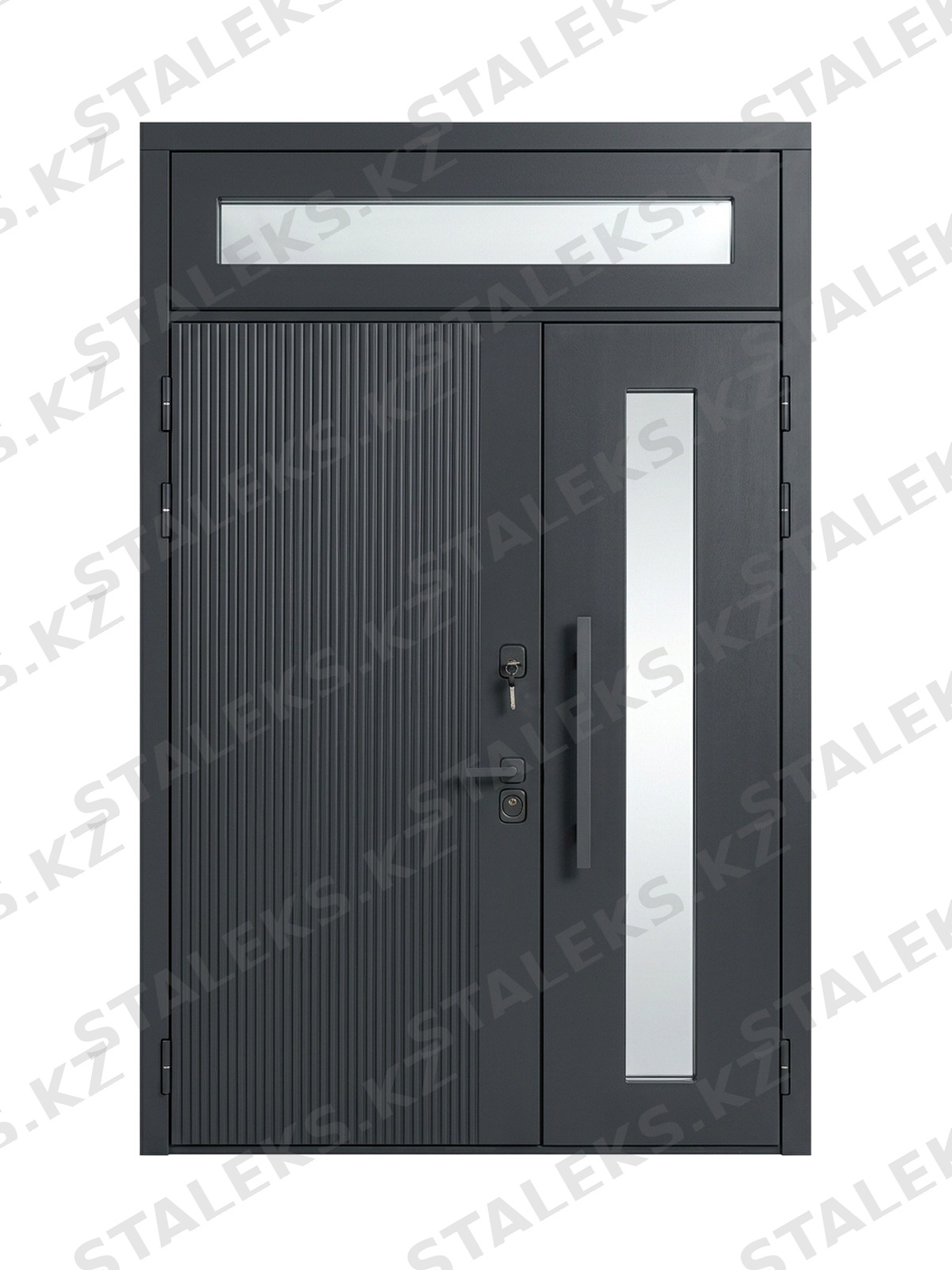 Венеция — двустворчатая дверь с остеклением — каталожное фото STALEKS, темно-серый МДФ