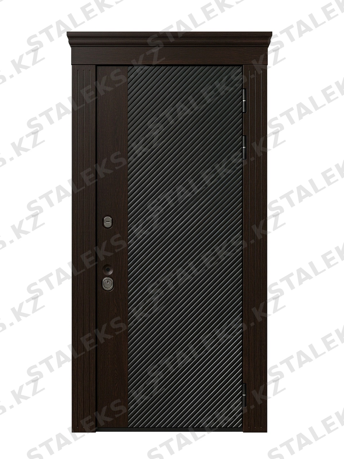 Венеция — одностворчатая глухая входная дверь — каталожное фото STALEKS, коричневый комбинированная