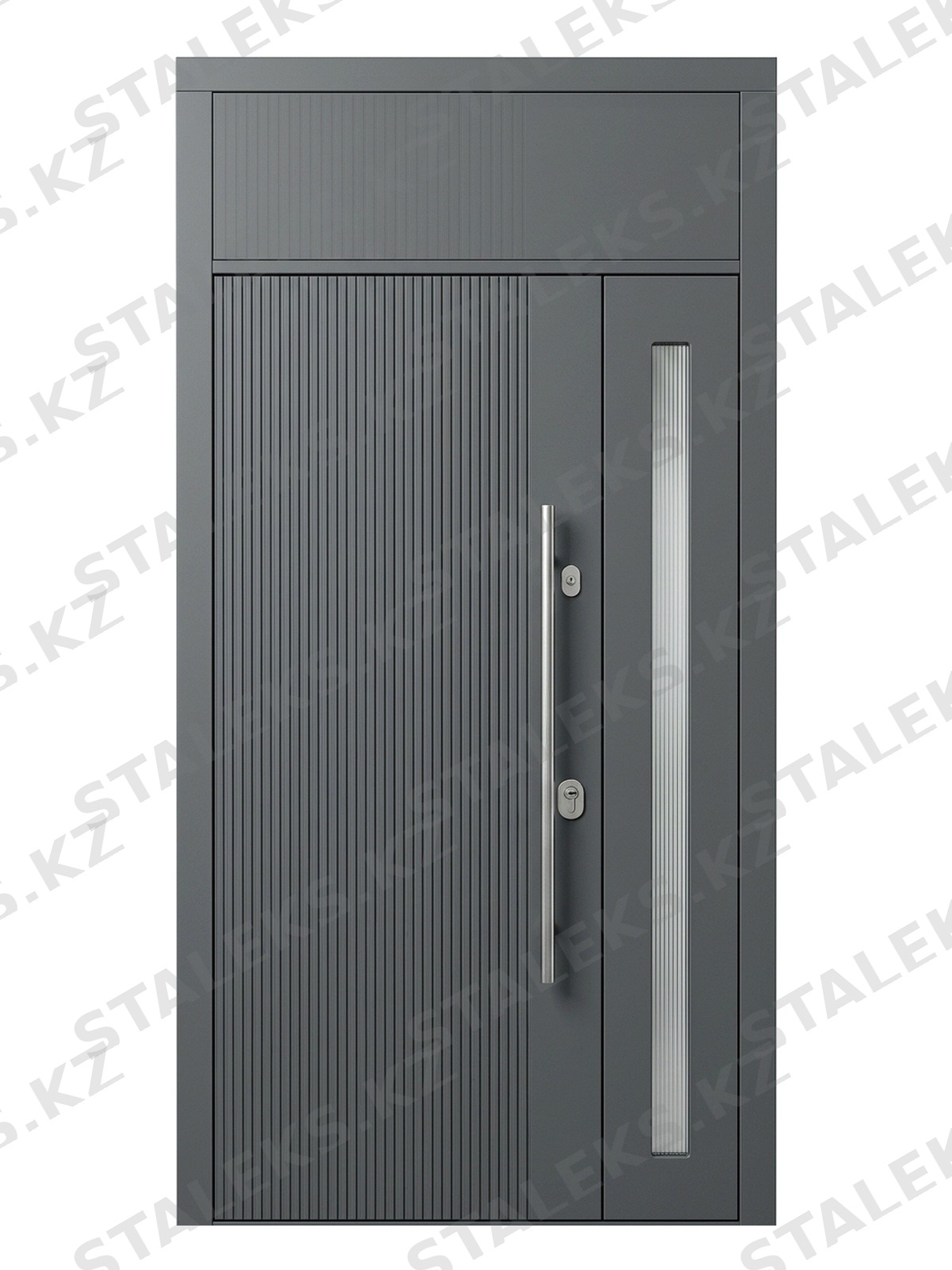 Венеция — двустворчатая дверь с остеклением — каталожное фото STALEKS, серый МДФ
