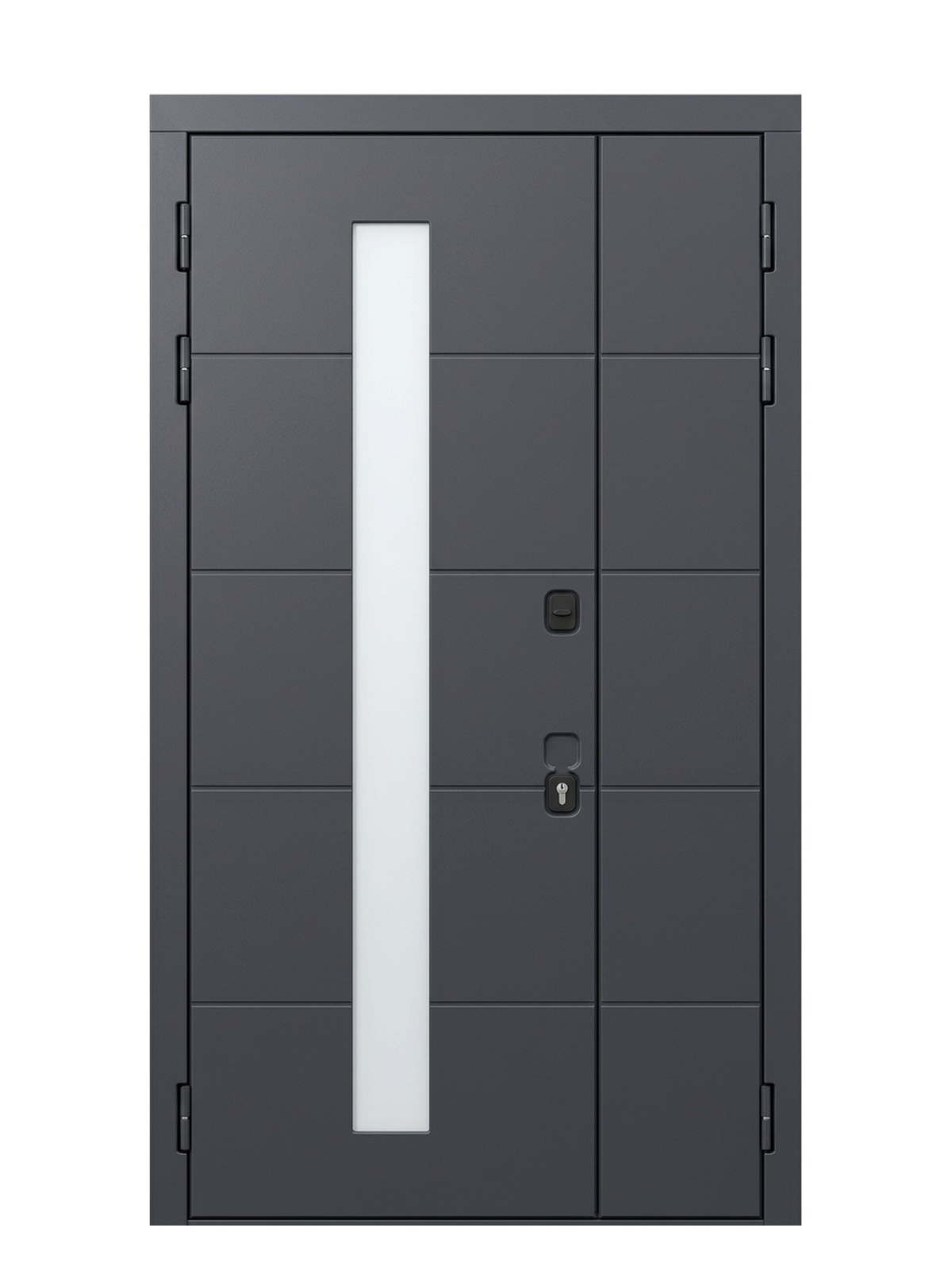 Венеция — двустворчатая входная дверь с остеклением — каталожное фото STALEKS, серый МДФ