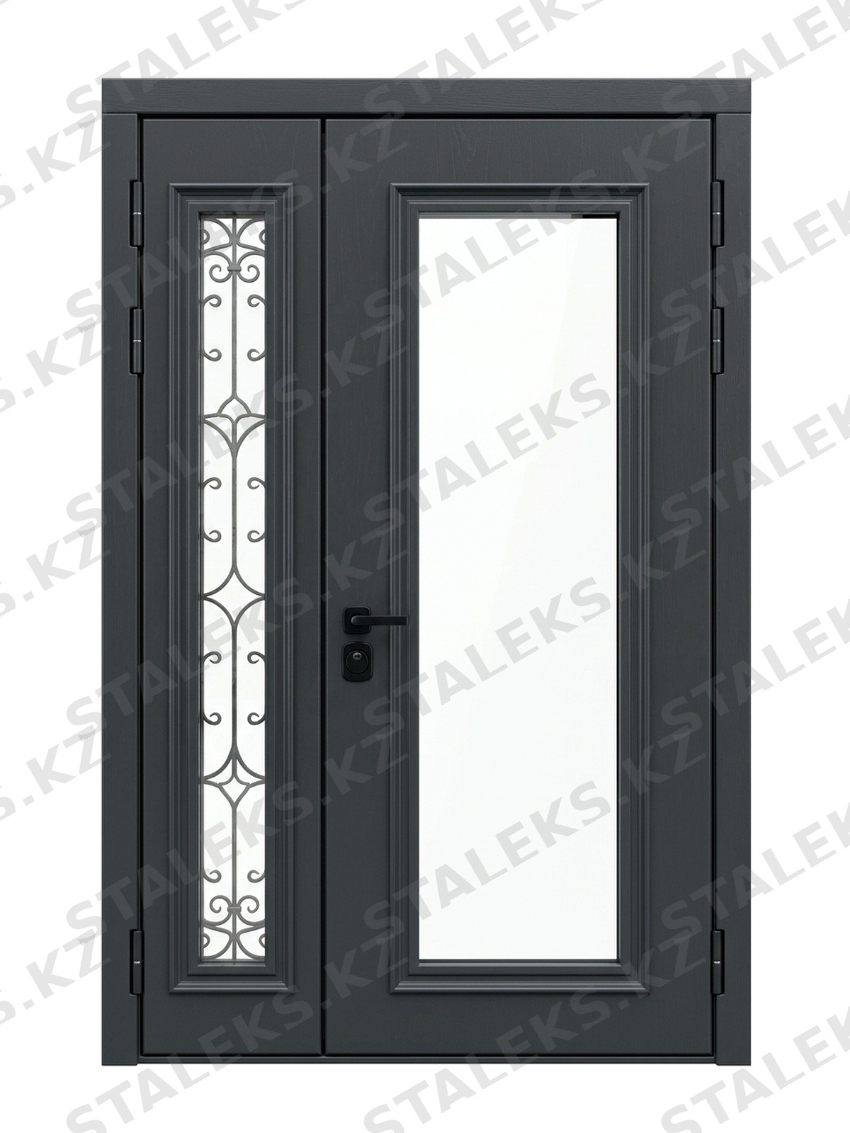 Бергамо — двустворчатая остеклённая дверь с утончённым дизайном — каталожное фото STALEKS, темно-серый МДФ