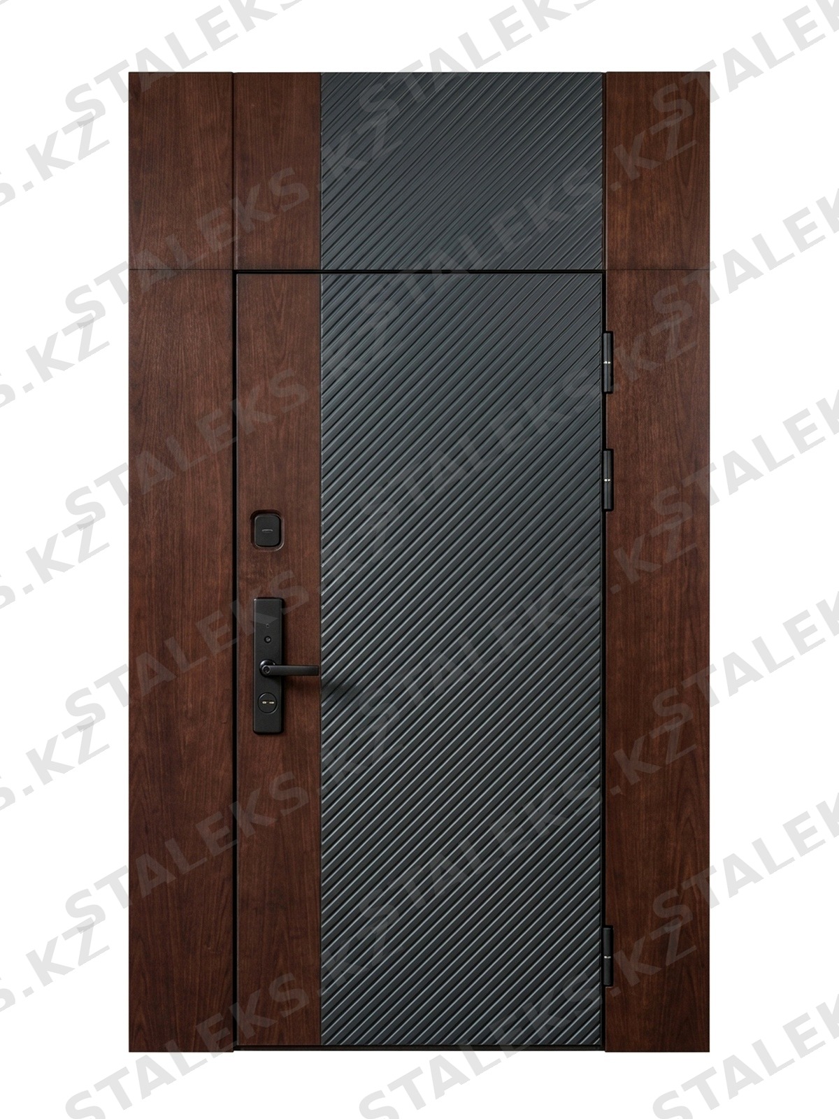 Венеция — одностворчатая глухая входная дверь — каталожное фото STALEKS, коричневый, серый комбинированная