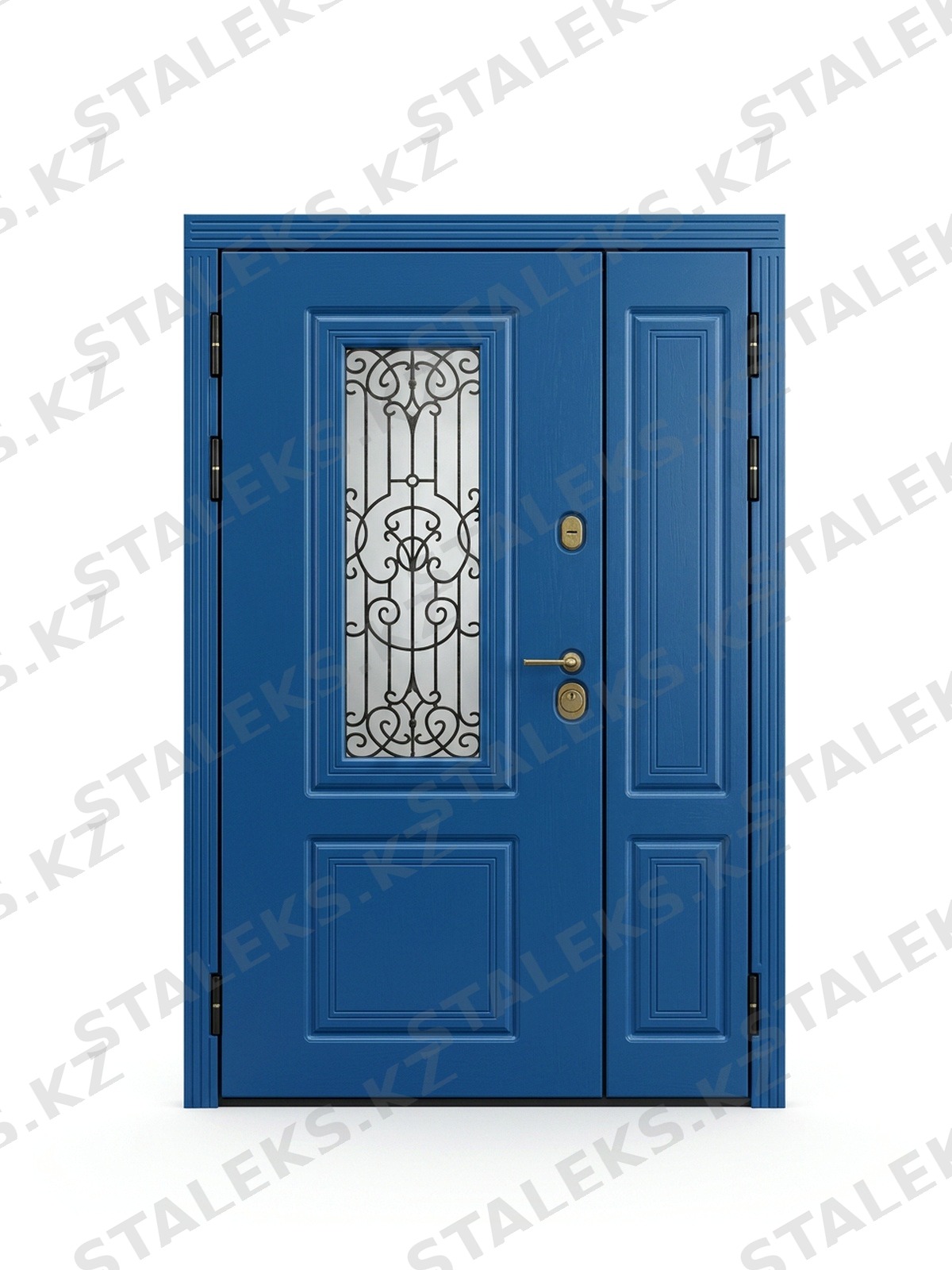 Венеция — двустворчатая остеклённая дверь в синих тонах — каталожное фото STALEKS, синий МДФ