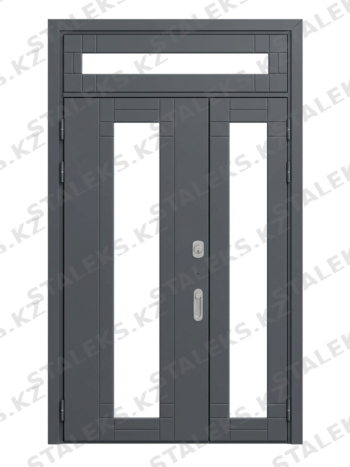 Венеция — двустворчатая входная дверь с остеклением — каталожное фото STALEKS, серый МДФ