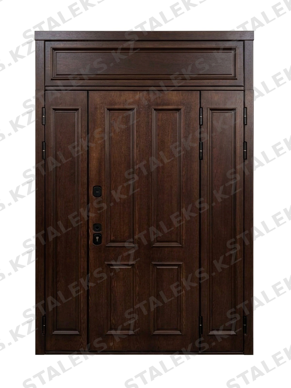 Бергамо — трёхстворчатая глухая дверь с фрамугой — каталожное фото STALEKS, тёмно-коричневый комбинированная