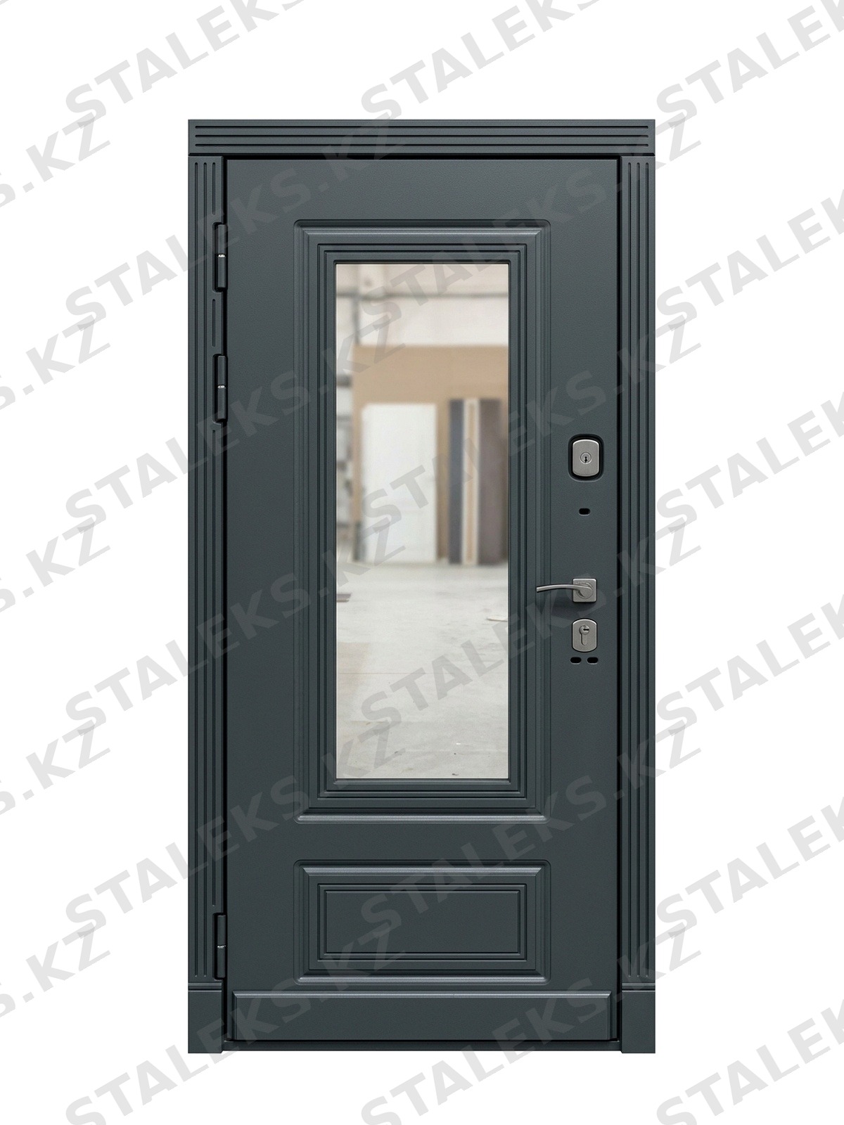 Венеция — одностворчатая эффектная входная дверь — каталожное фото STALEKS, темно-серый МДФ