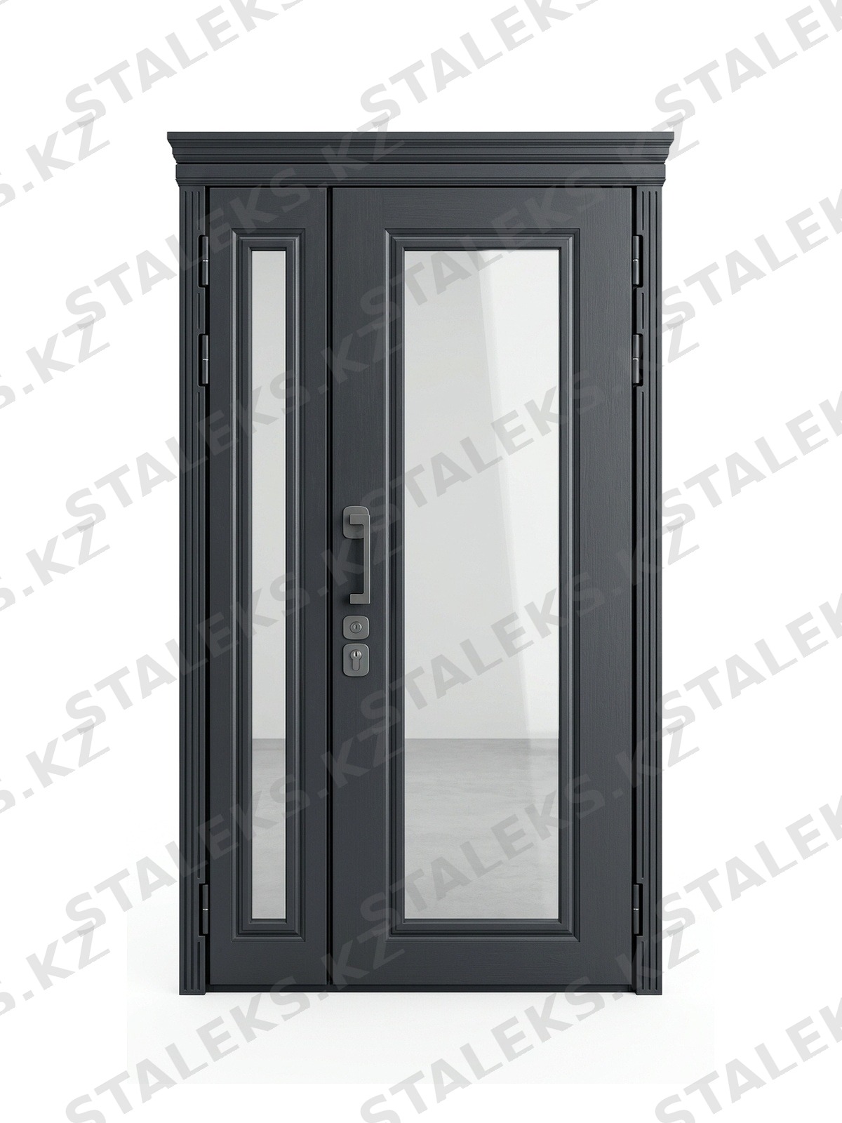 Венеция — двустворчатая дверь с остеклением — каталожное фото STALEKS, серый МДФ