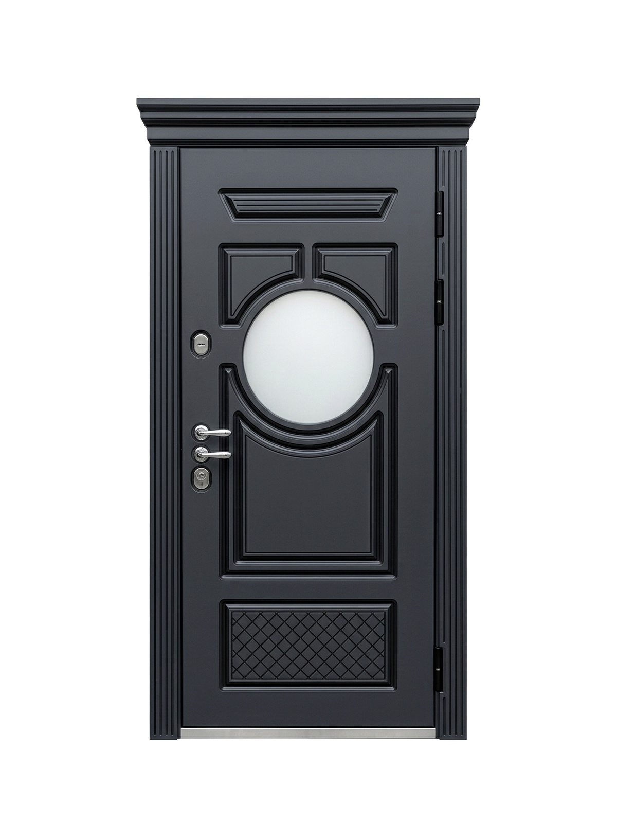 Венеция — одностворчатая дверь с остеклением — каталожное фото STALEKS, темно-серый МДФ