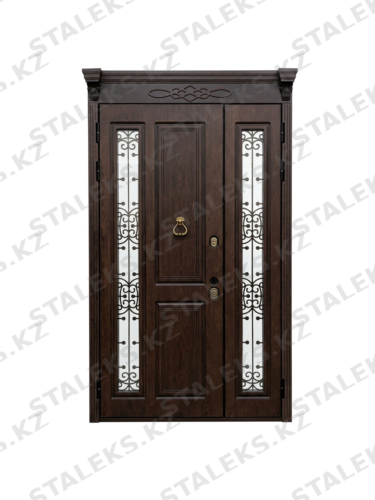 Палермо — двустворчатая дверь с остеклением — каталожное фото STALEKS, коричневый МДФ