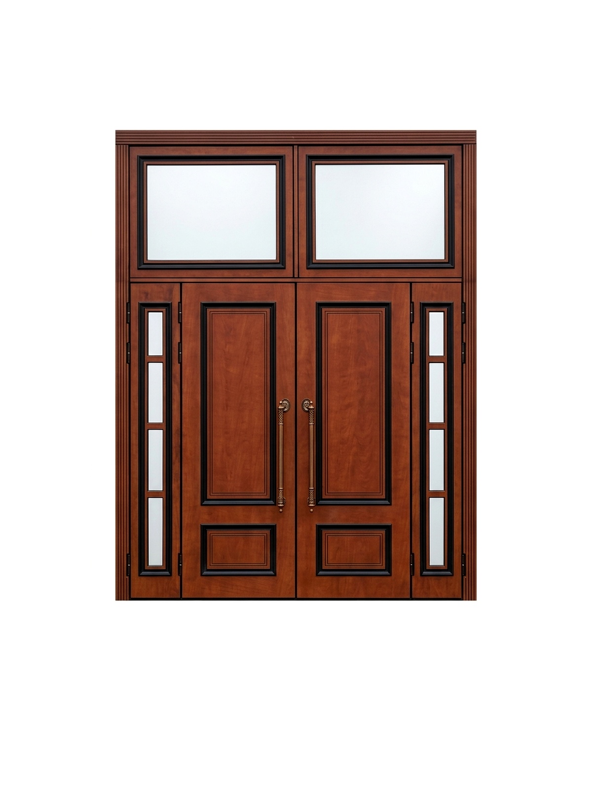 Бергамо — четырёхстворчатая с остеклением — каталожное фото STALEKS, коричневый МДФ