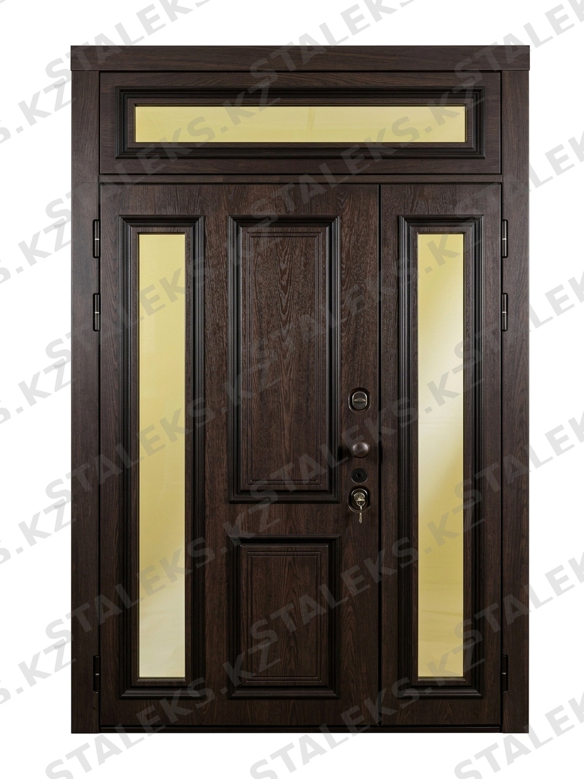 Бергамо — двустворчатая входная дверь темно-коричневого цвета — каталожное фото STALEKS, темно-коричневый МДФ