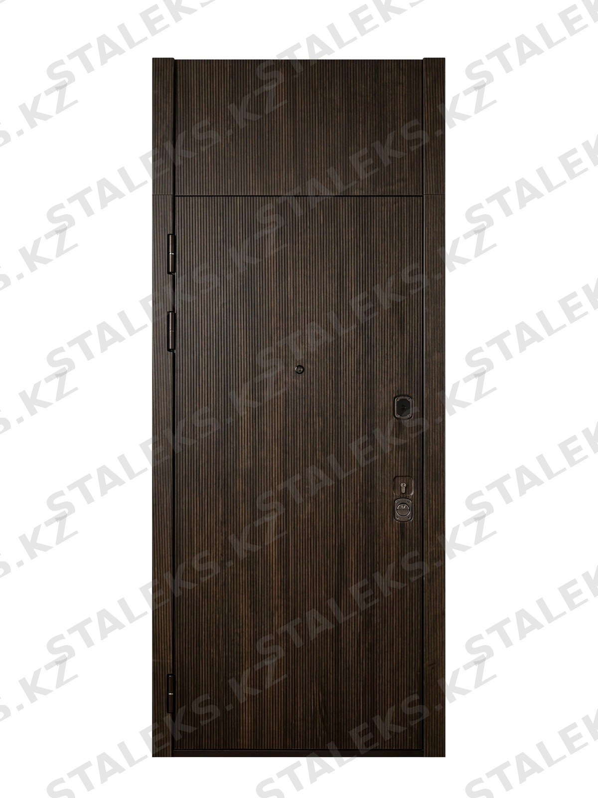 Элит — одностворчатая глухая дверь с фрамугой — каталожное фото STALEKS, тёмно-коричневый МДФ