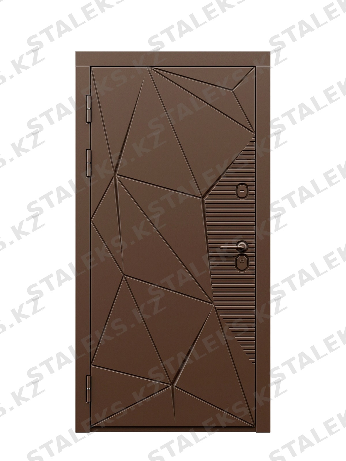 Венеция — одностворчатая глухая входная дверь — каталожное фото STALEKS, коричневый МДФ