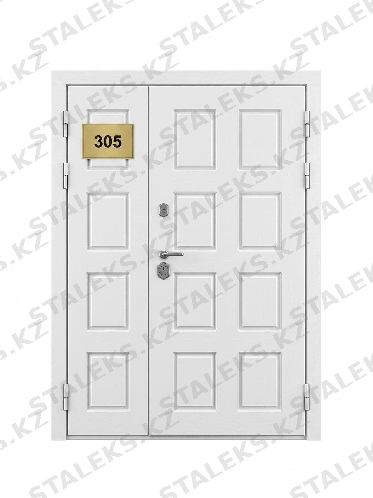 Элит — двустворчатая белая глухая дверь — каталожное фото STALEKS, белый МДФ