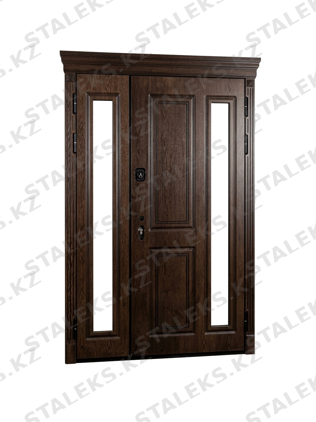 Палермо — двустворчатая остеклённая дверь с коричневым оттенком — каталожное фото STALEKS, коричневый МДФ