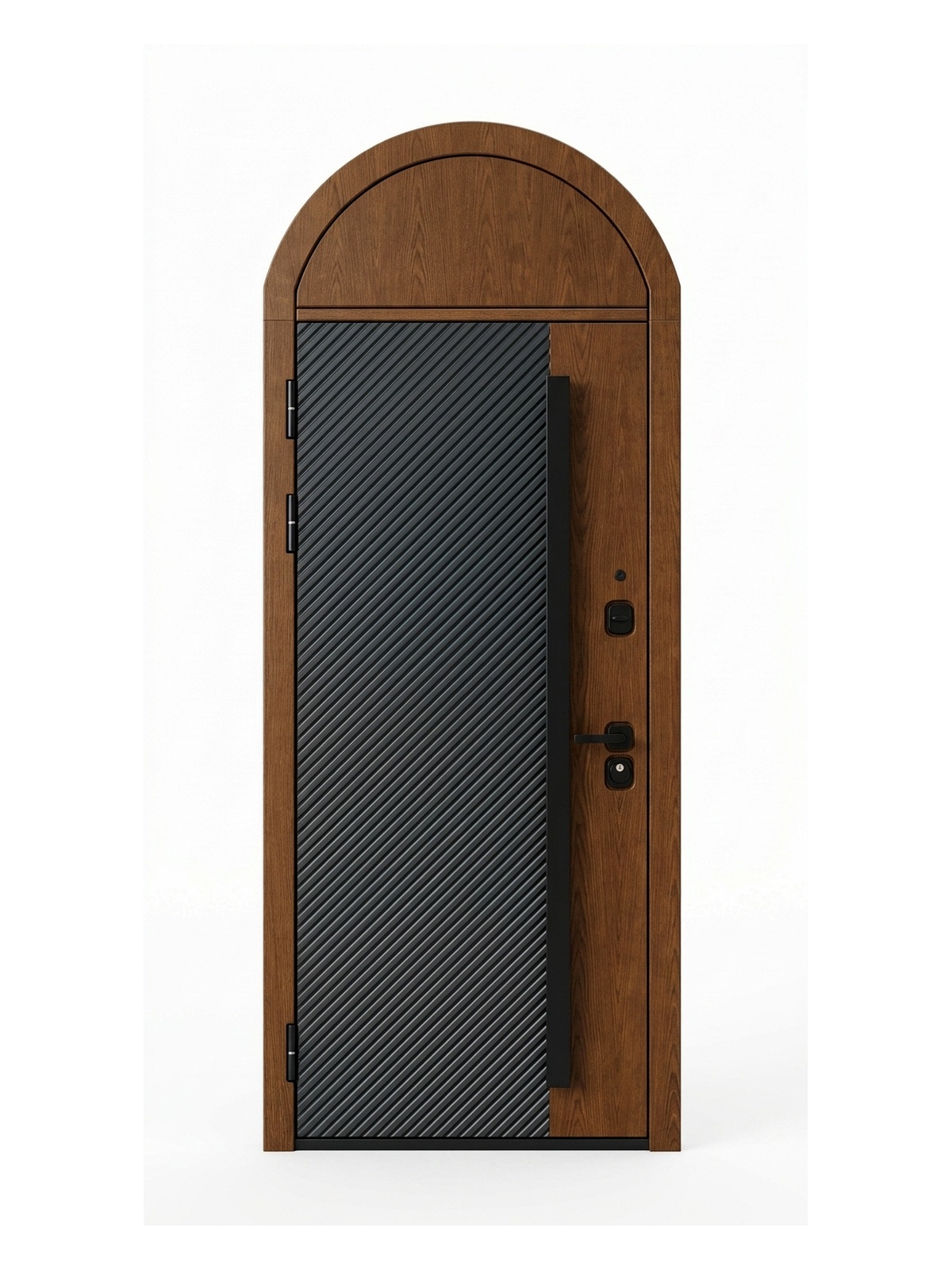 Венеция — одностворчатая глухая дверь с фрамугой — каталожное фото STALEKS, коричневый, тёмно-серый комбинированная