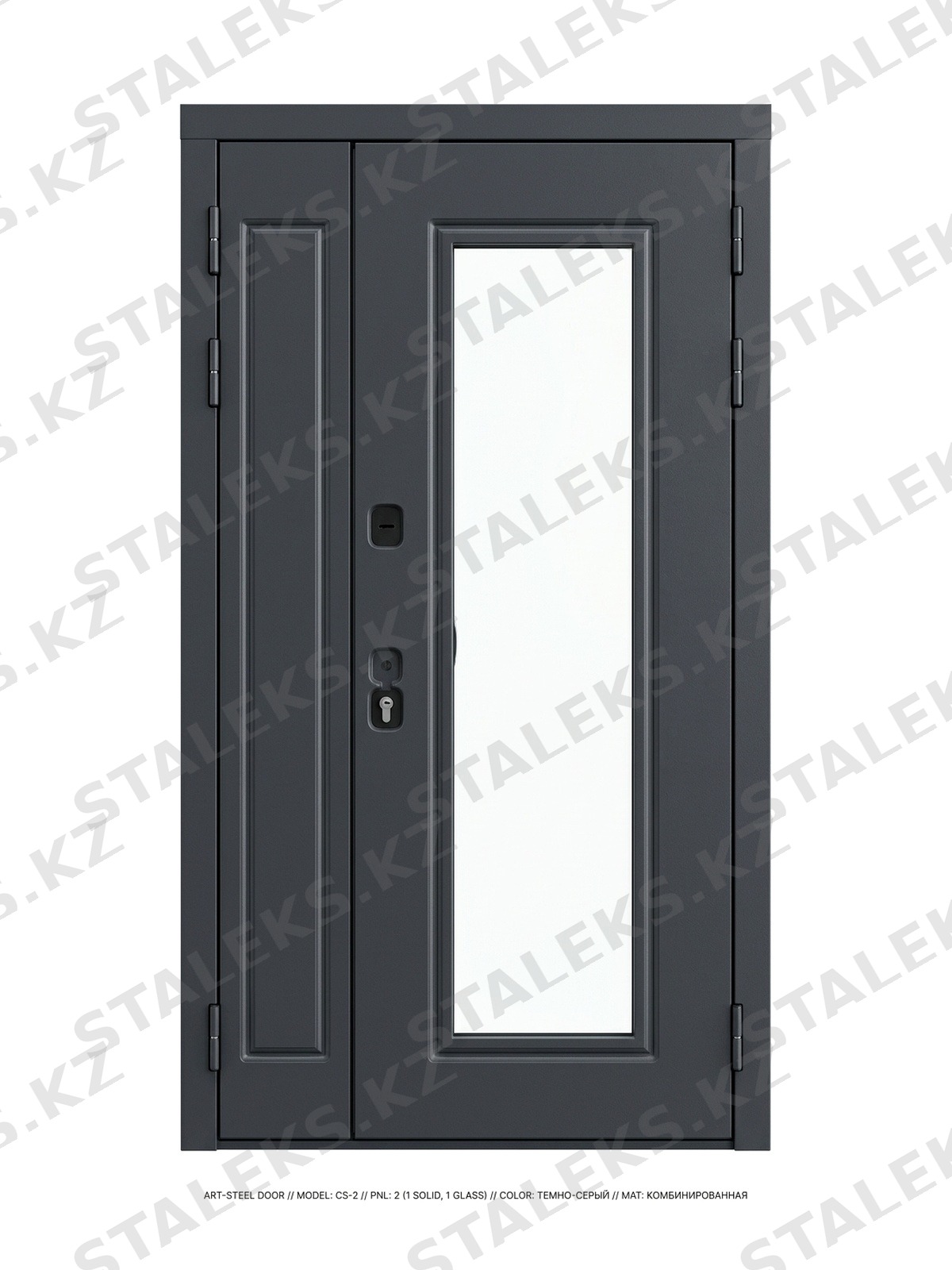 Венеция — двустворчатая остеклённая дверь с выразительным дизайном — каталожное фото STALEKS, темно-серый комбинированная