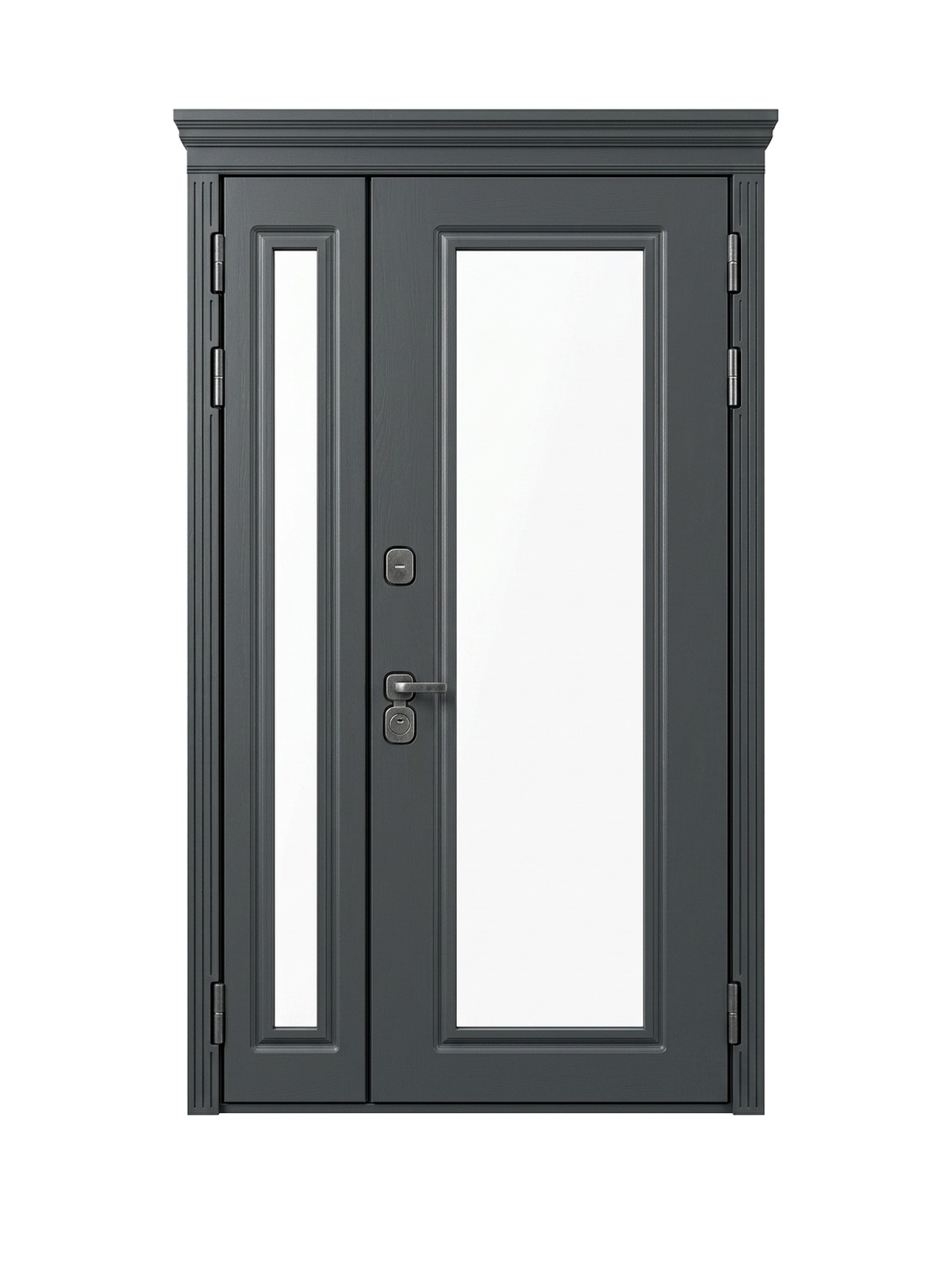 Венеция — двустворчатая остеклённая дверь с эффектным дизайном — каталожное фото STALEKS, тёмно-серый МДФ
