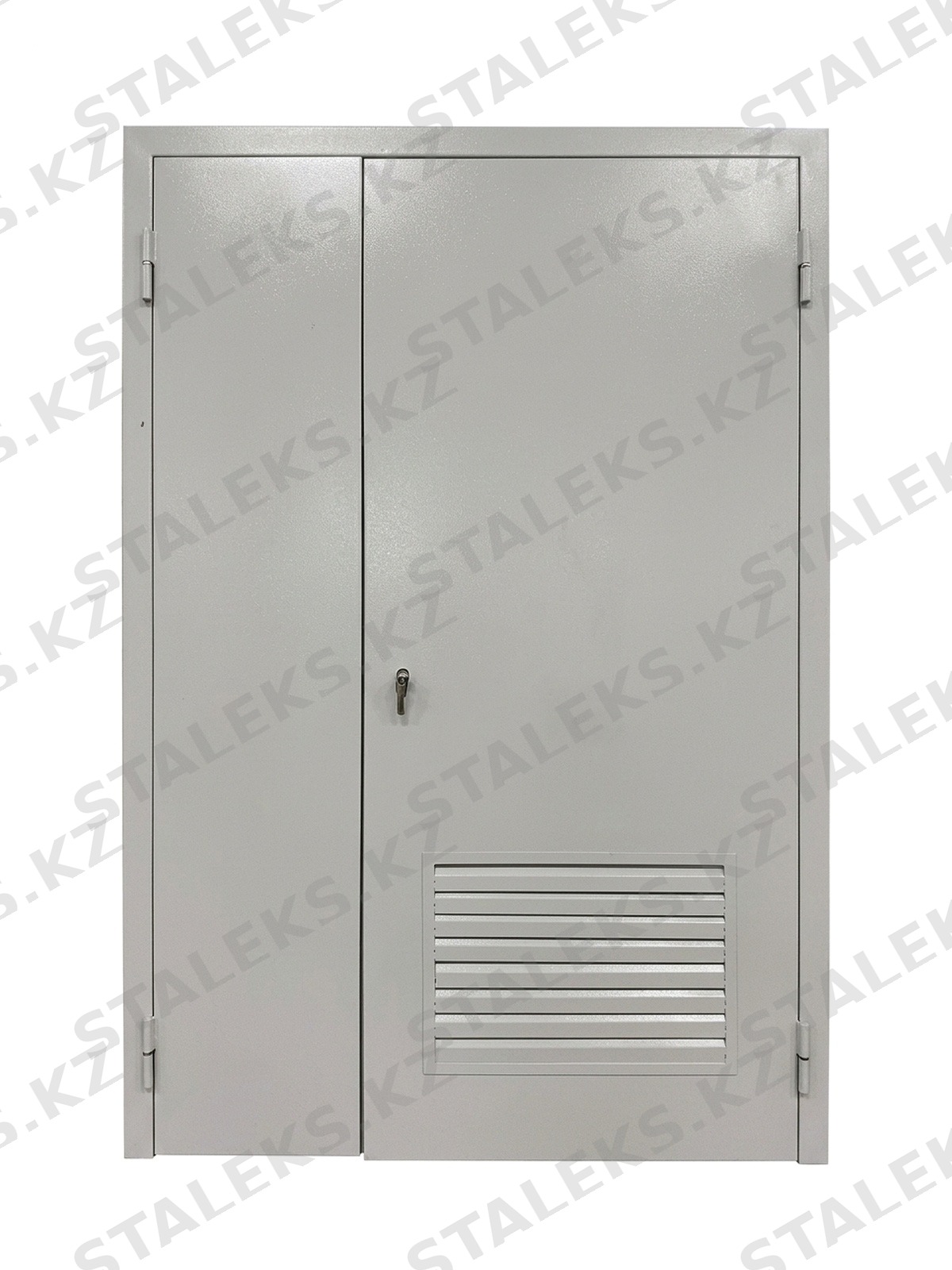 ДСТ — двустворчатая глухая металлическая дверь — каталожное фото STALEKS, серый металл