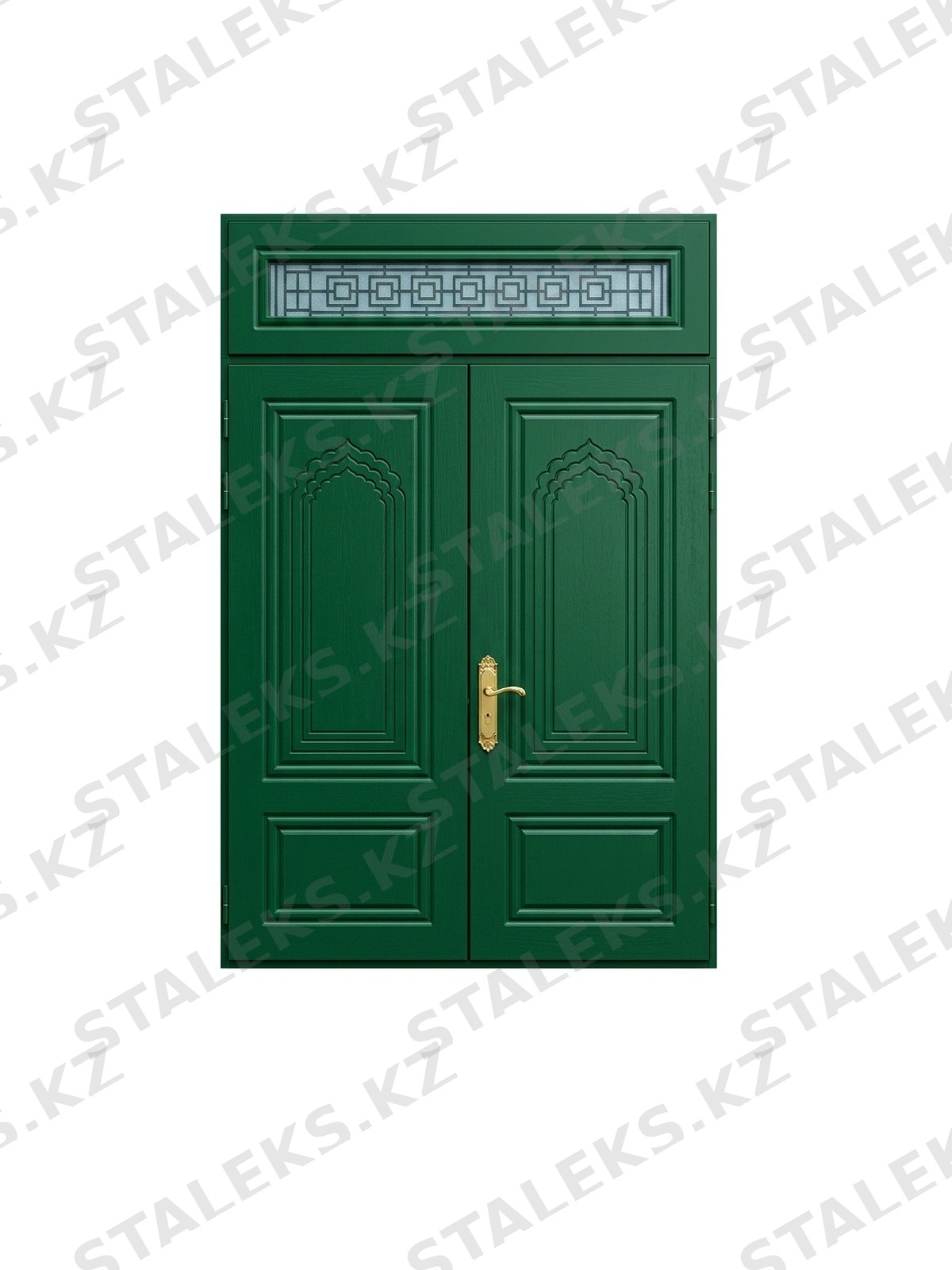 Венеция — двустворчатая глухая дверь с фрамугой — каталожное фото STALEKS, зеленый МДФ