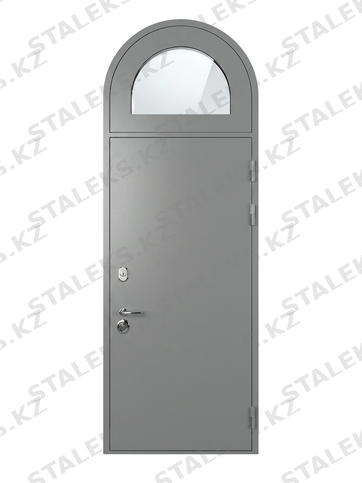 Премиум — одностворчатая металлическая дверь с фрамугой — каталожное фото STALEKS, серый металл