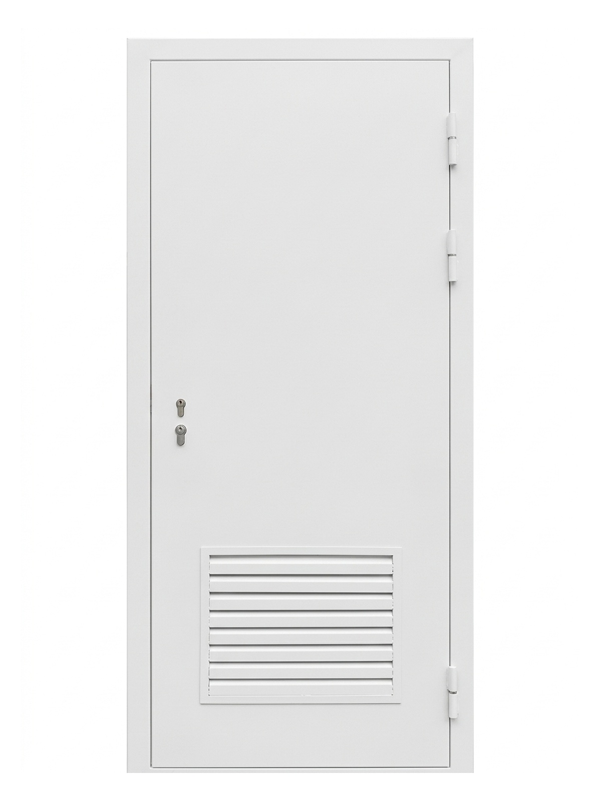 ДСТ — одностворчатая белая глухая дверь — каталожное фото STALEKS, белый металл