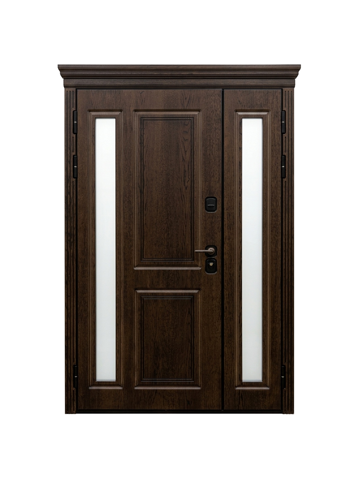 Палермо — двустворчатая дверь с остеклением — каталожное фото STALEKS, тёмно-коричневый МДФ