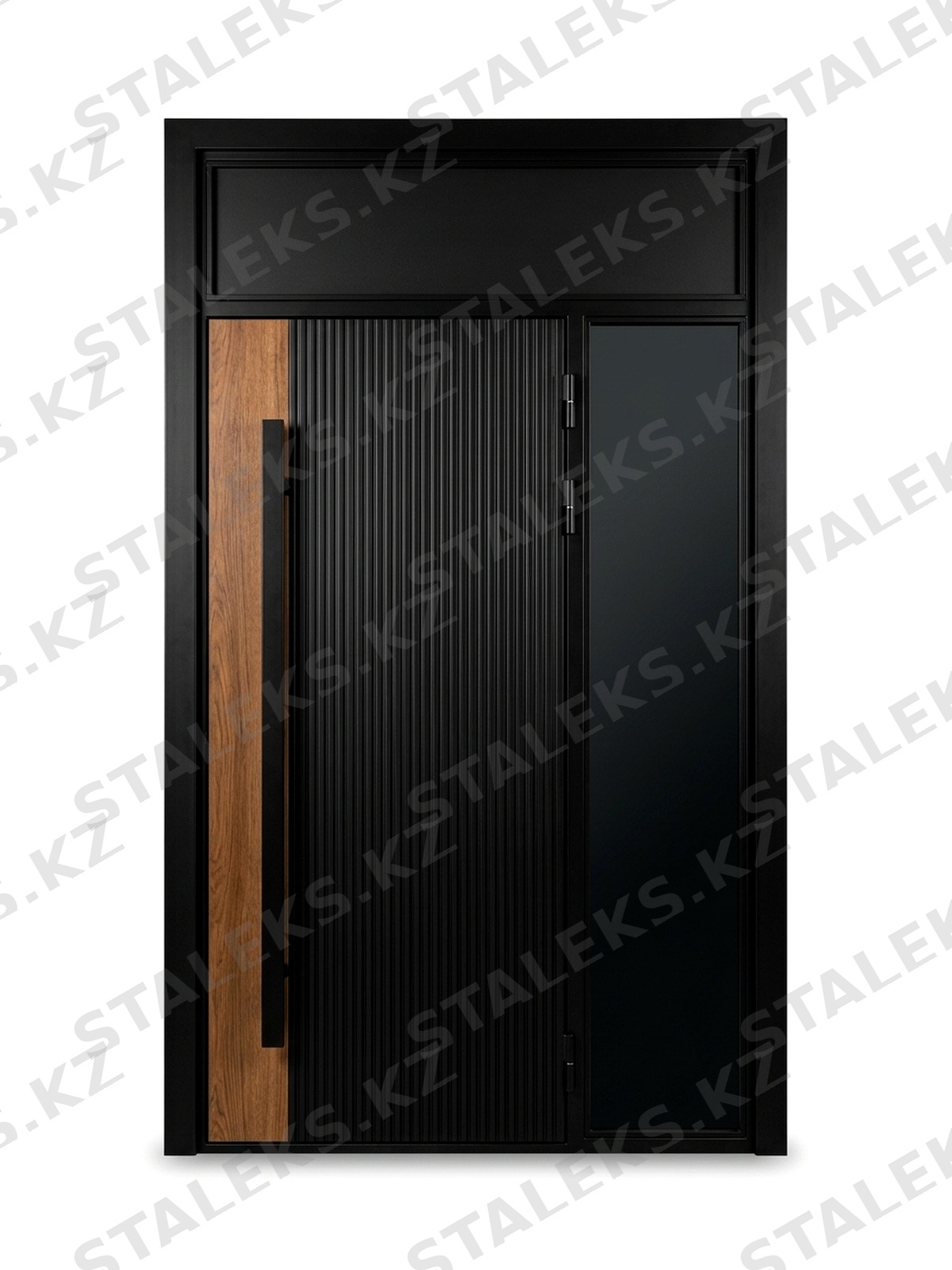 Венеция — двустворчатая глухая входная дверь — каталожное фото STALEKS, чёрный, коричневый комбинированная
