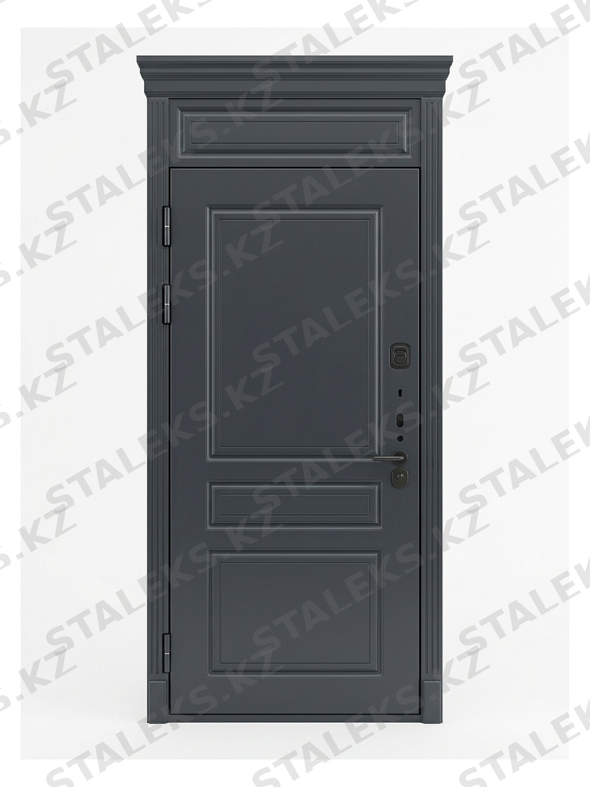 Венеция — одностворчатая глухая дверь с фрамугой — каталожное фото STALEKS, темно-серый комбинированная