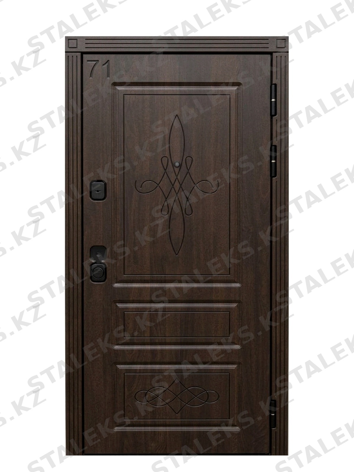 Верона — одностворчатая входная дверь с глухим полотном — каталожное фото STALEKS, темно-коричневый МДФ