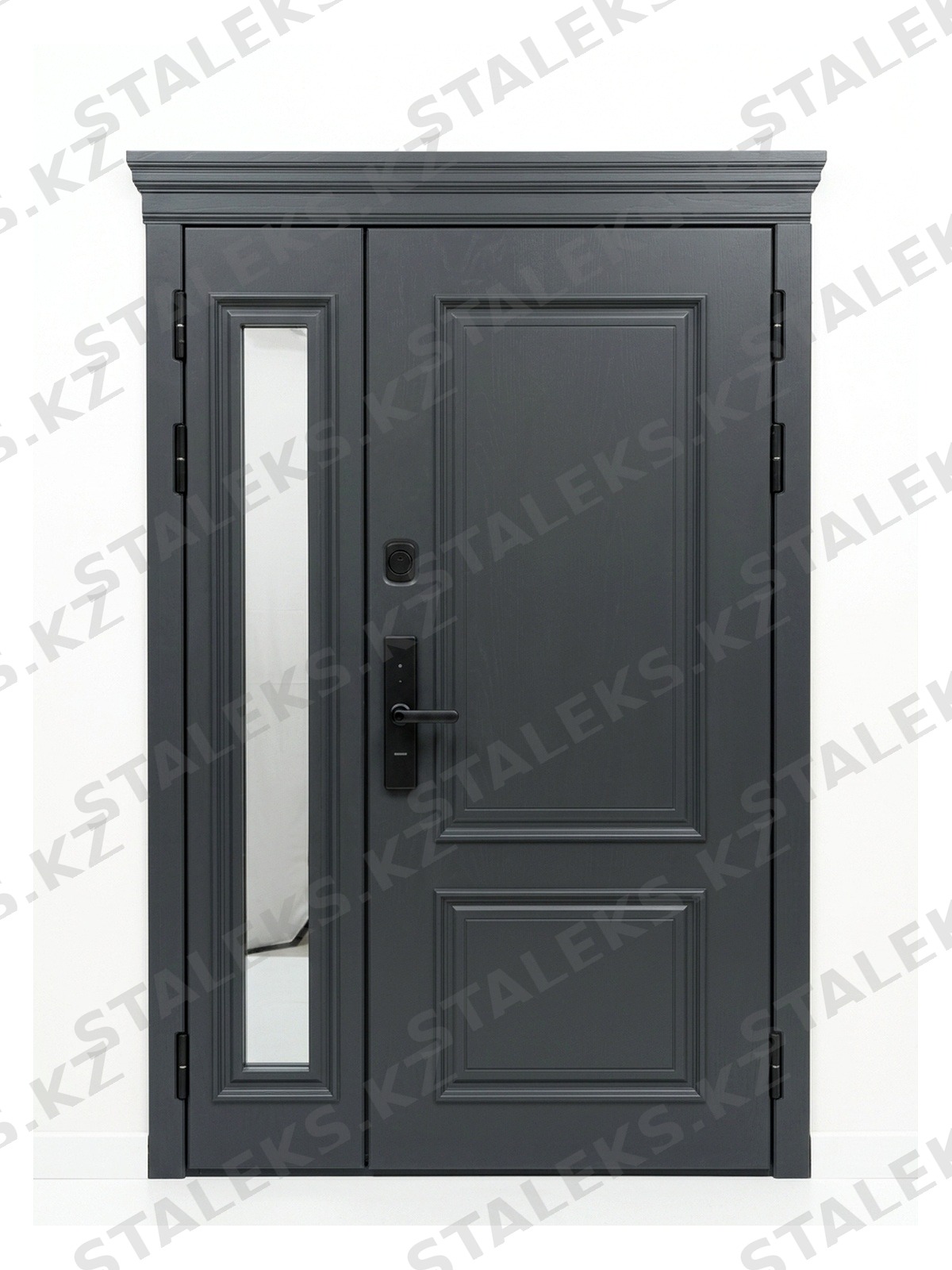 Бергамо — двустворчатая остеклённая дверь в темно-сером — каталожное фото STALEKS, темно-серый МДФ