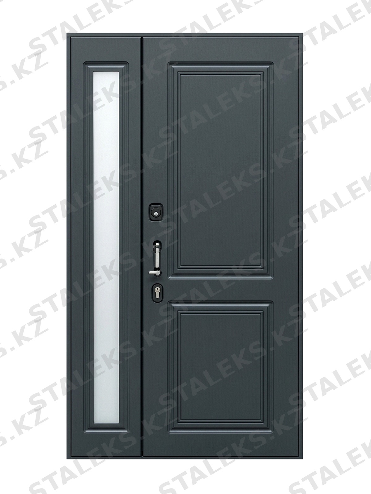 Венеция — двустворчатая остеклённая дверь в темно-сером цвете — каталожное фото STALEKS, темно-серый МДФ