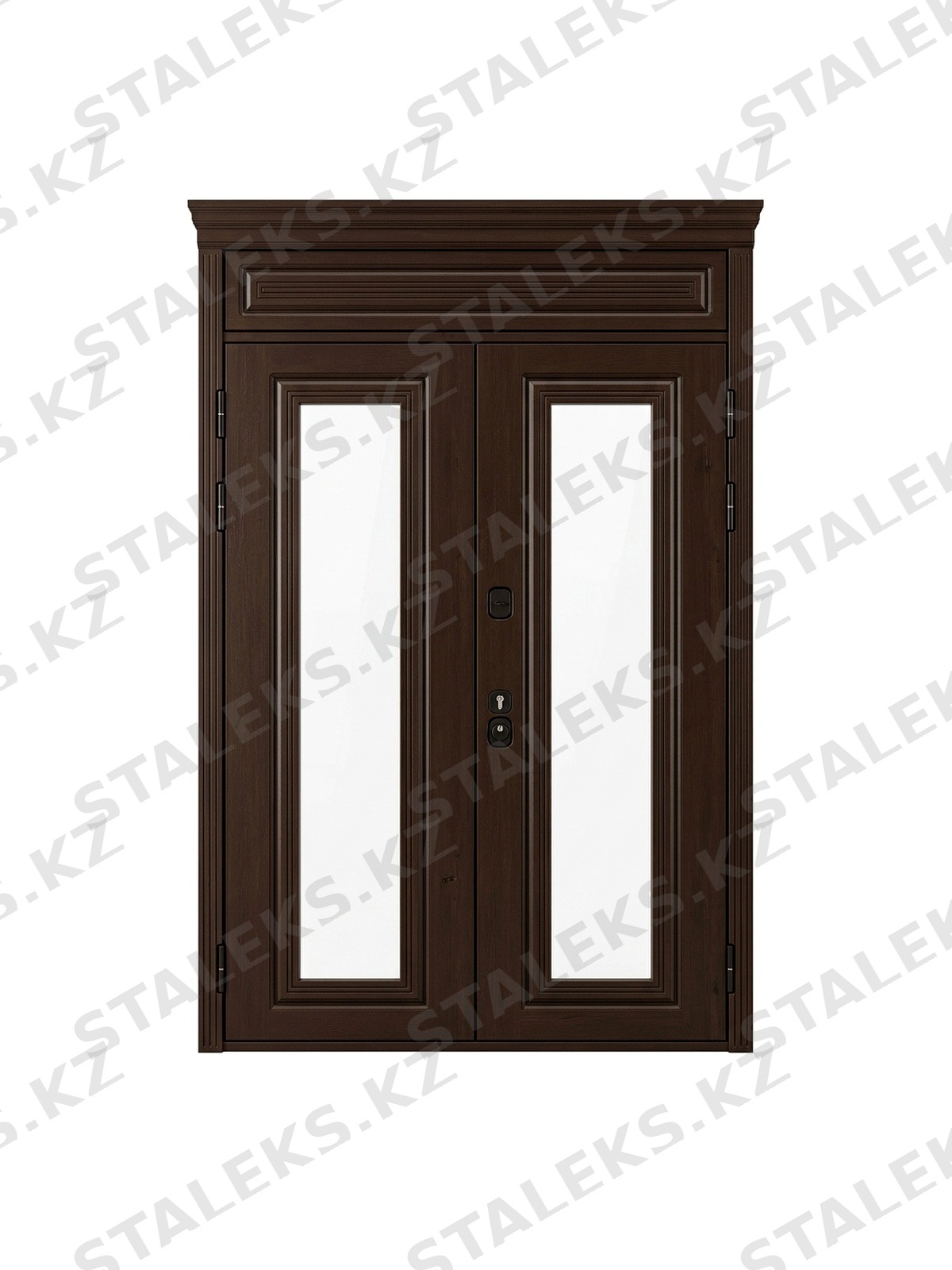Венеция — двустворчатая входная дверь с остеклением — каталожное фото STALEKS, коричневый МДФ
