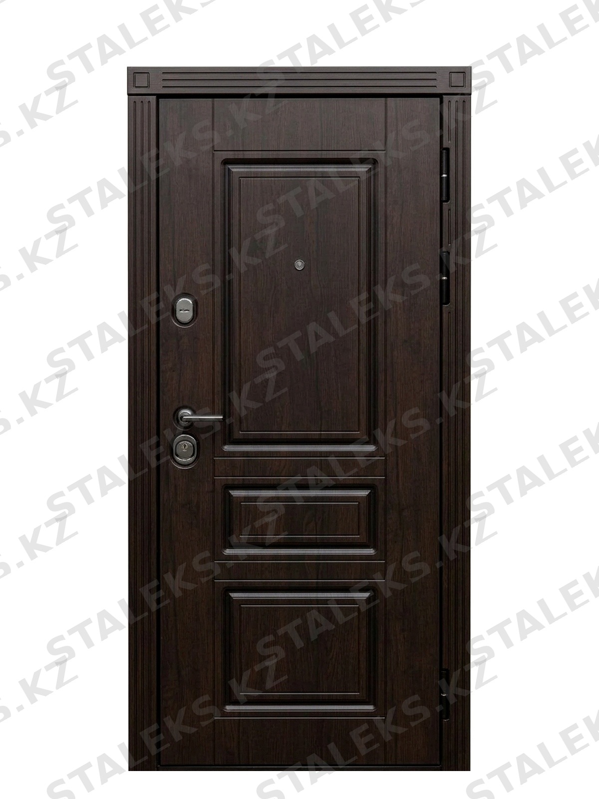 Верона — одностворчатая глухая дверь с фрамугой — каталожное фото STALEKS, тёмно-коричневый МДФ