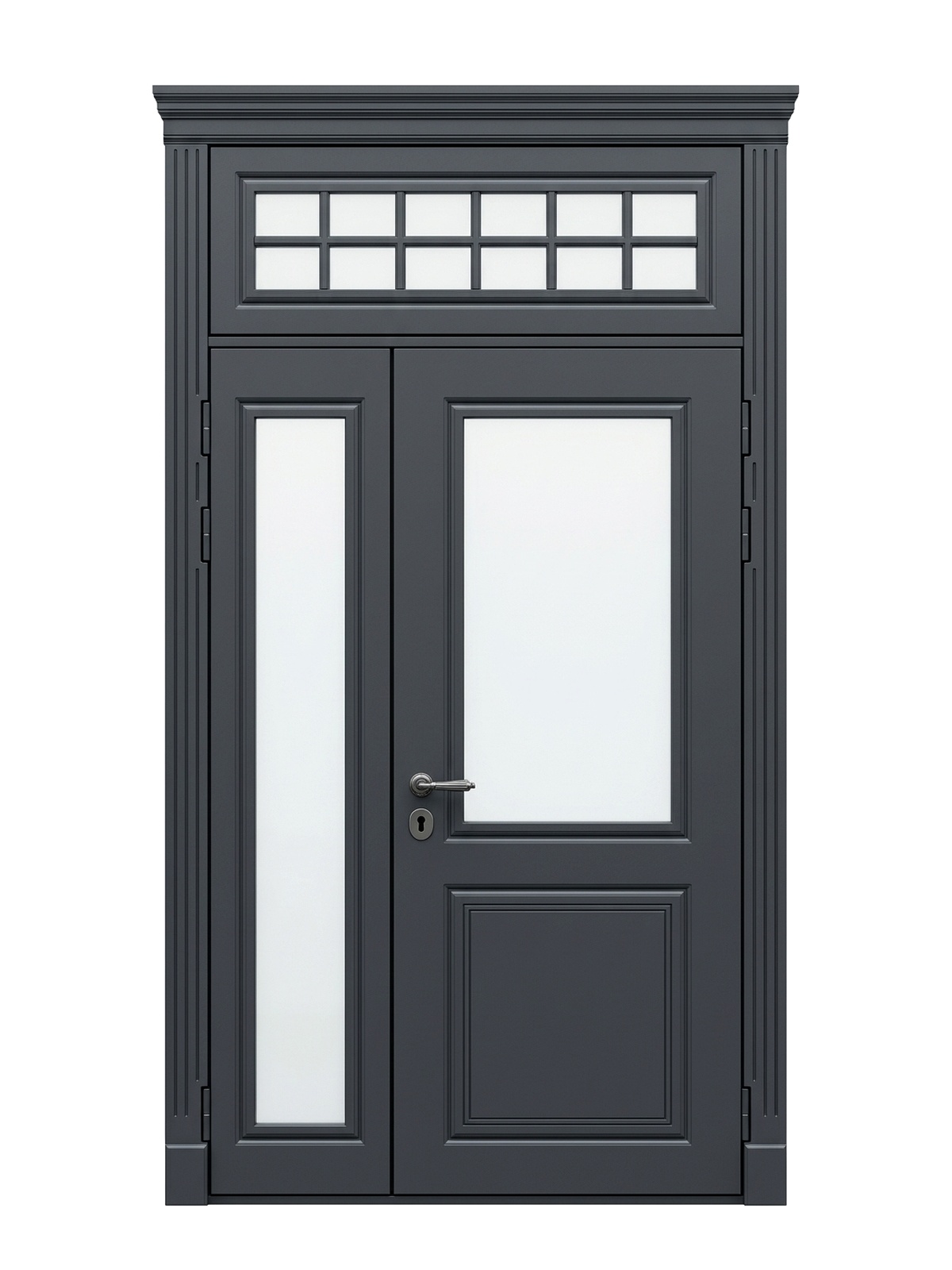 Венеция — элегантная двустворчатая модель с остеклением — каталожное фото STALEKS, тёмно-серый МДФ