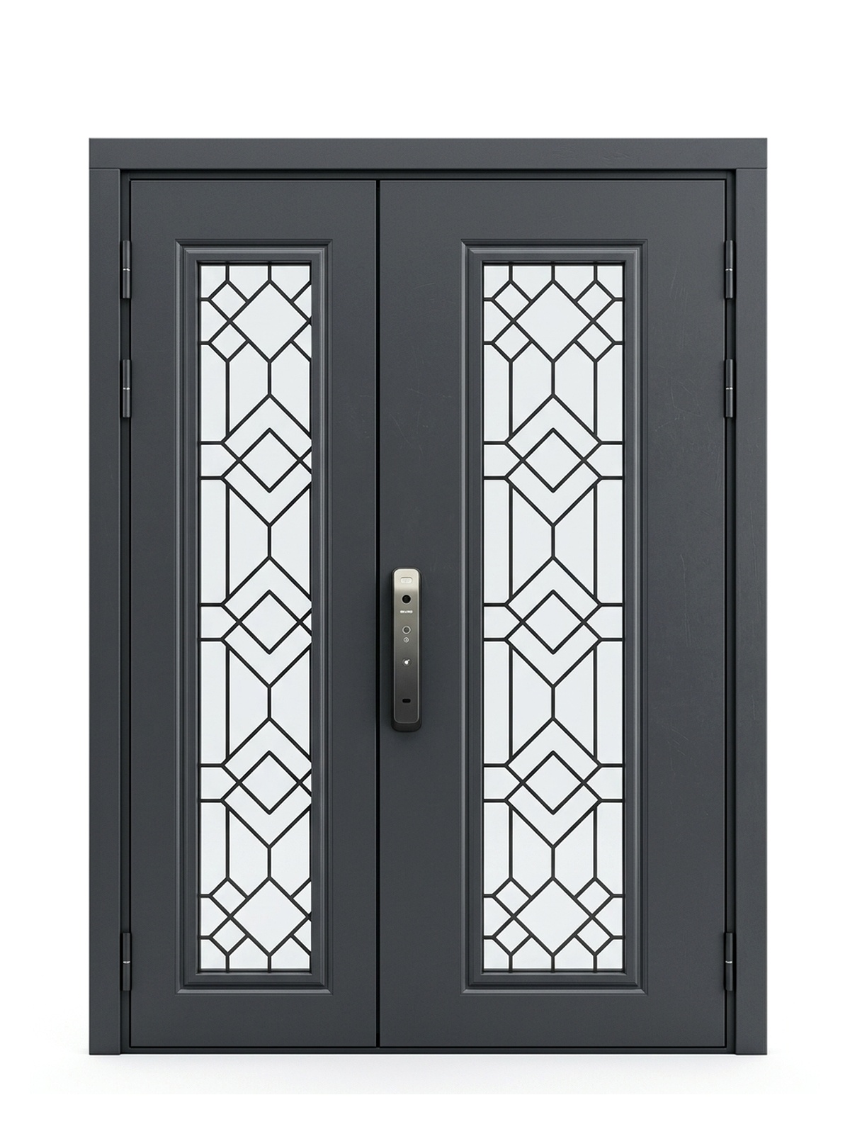 Венеция — двустворчатая остеклённая дверь с эффектным дизайном — каталожное фото STALEKS, темно-серый МДФ