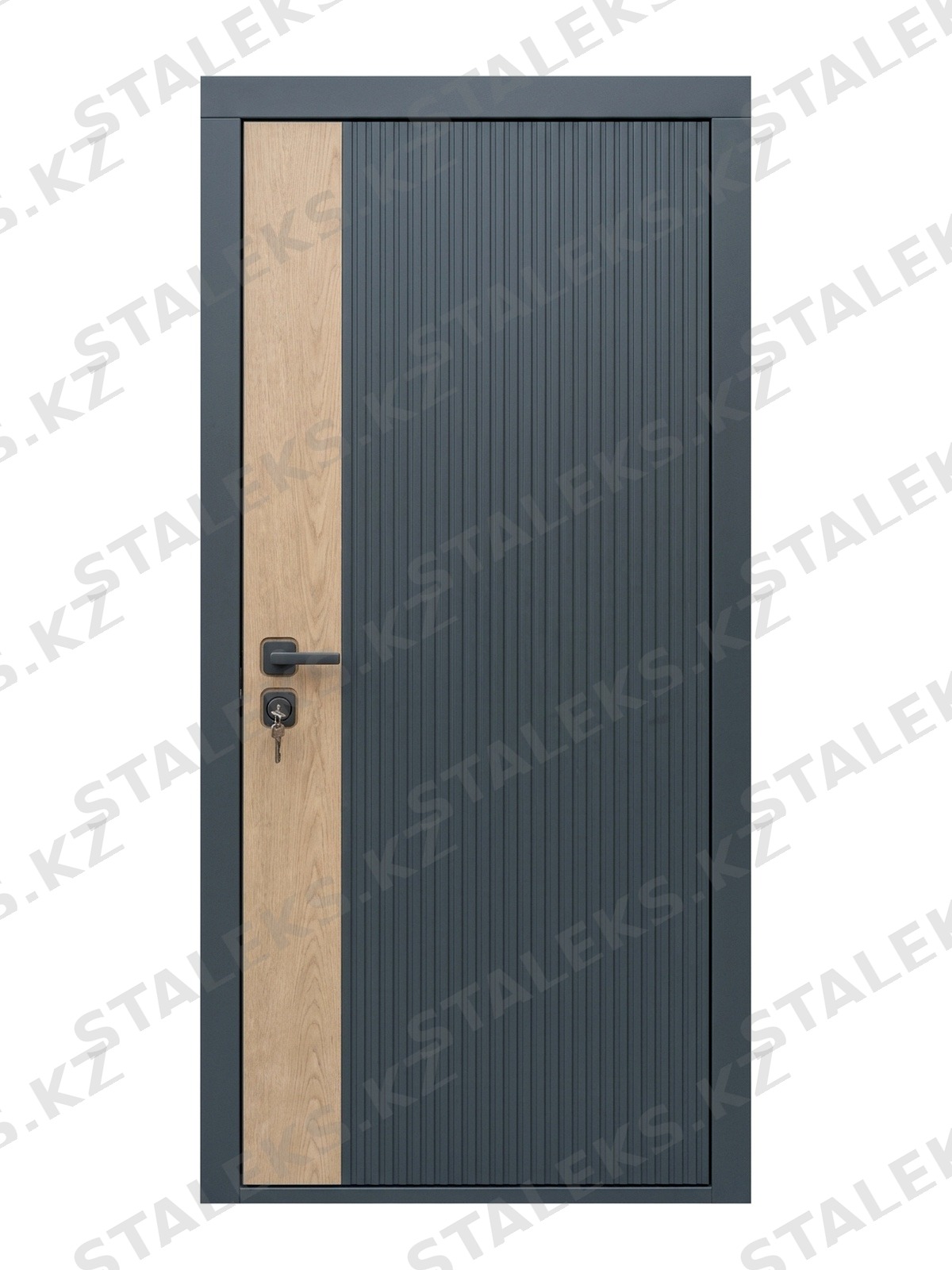 Венеция — одностворчатая глухая дверь с эффектной текстурой — каталожное фото STALEKS, серый, бежевый комбинированная