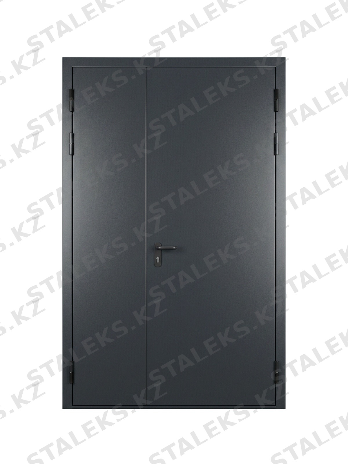 ДСТ — двустворчатая глухая входная дверь — каталожное фото STALEKS, темно-серый металл