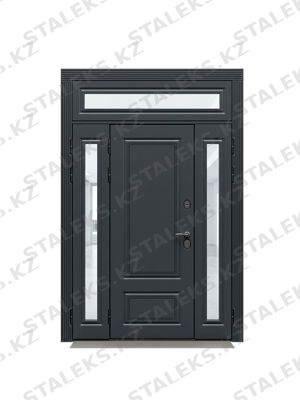 Венеция — трёхстворчатая дверь с остеклением — каталожное фото STALEKS, темно-серый МДФ
