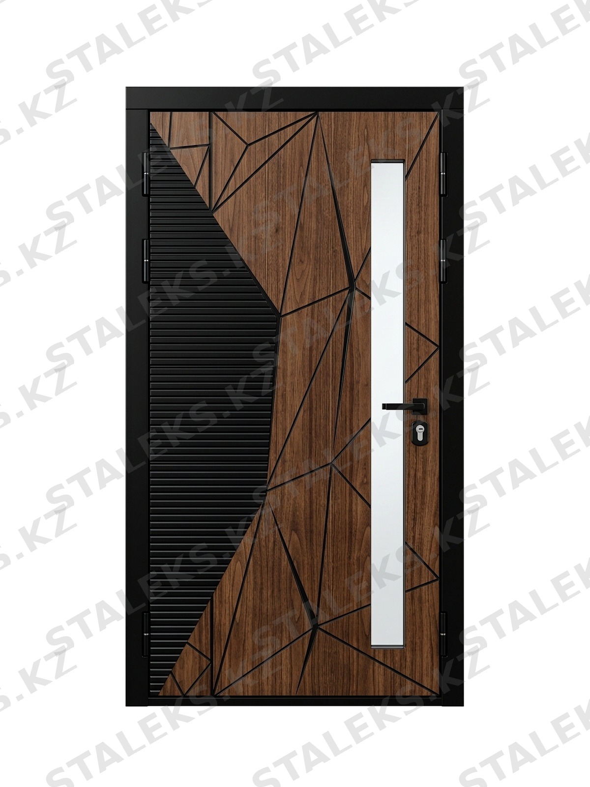 Палермо — одностворчатая двери с остеклением — каталожное фото STALEKS, коричневый, чёрный комбинированная