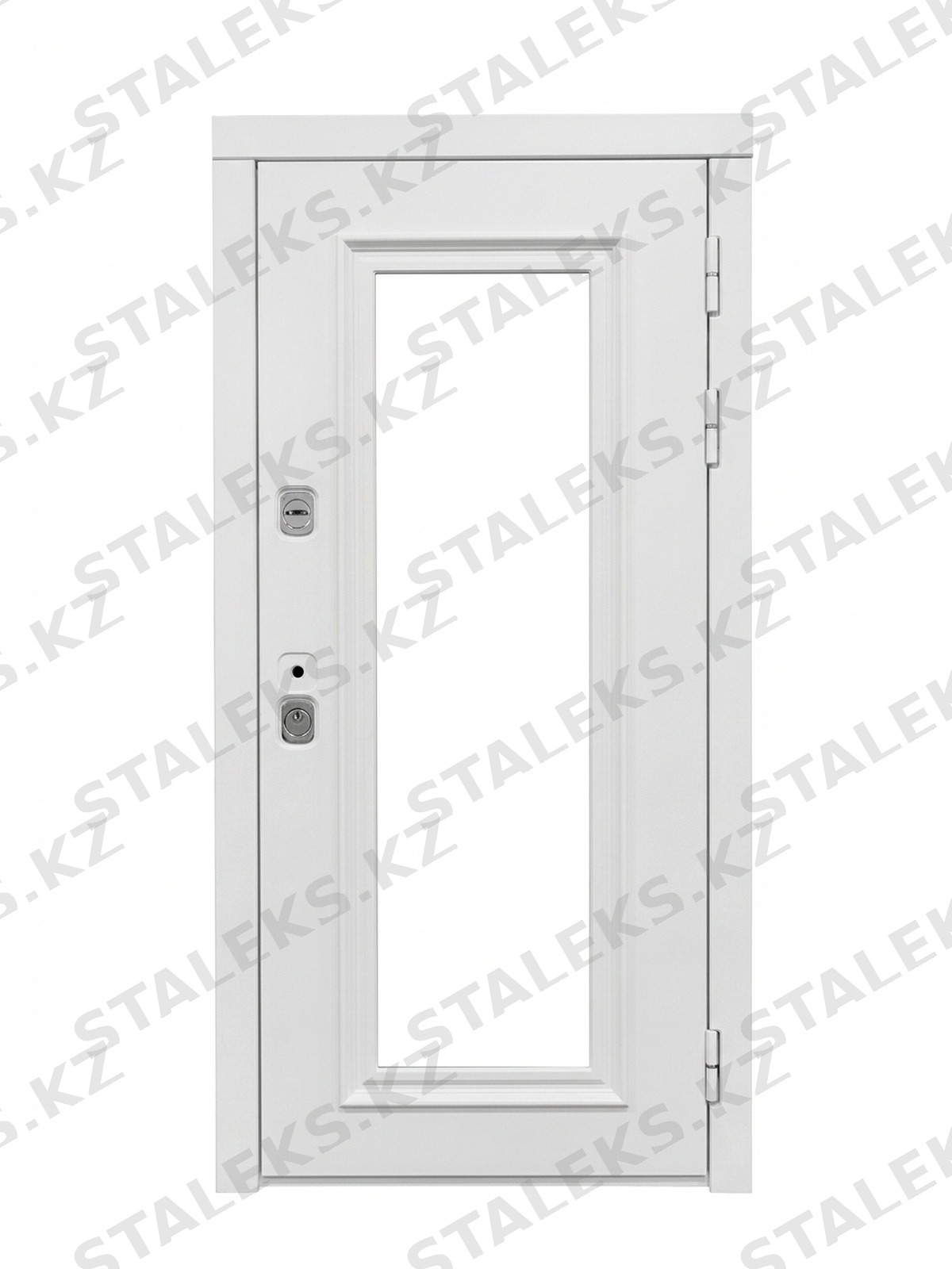 Бергамо — одностворчатая дверь с остеклением — каталожное фото STALEKS, белый МДФ